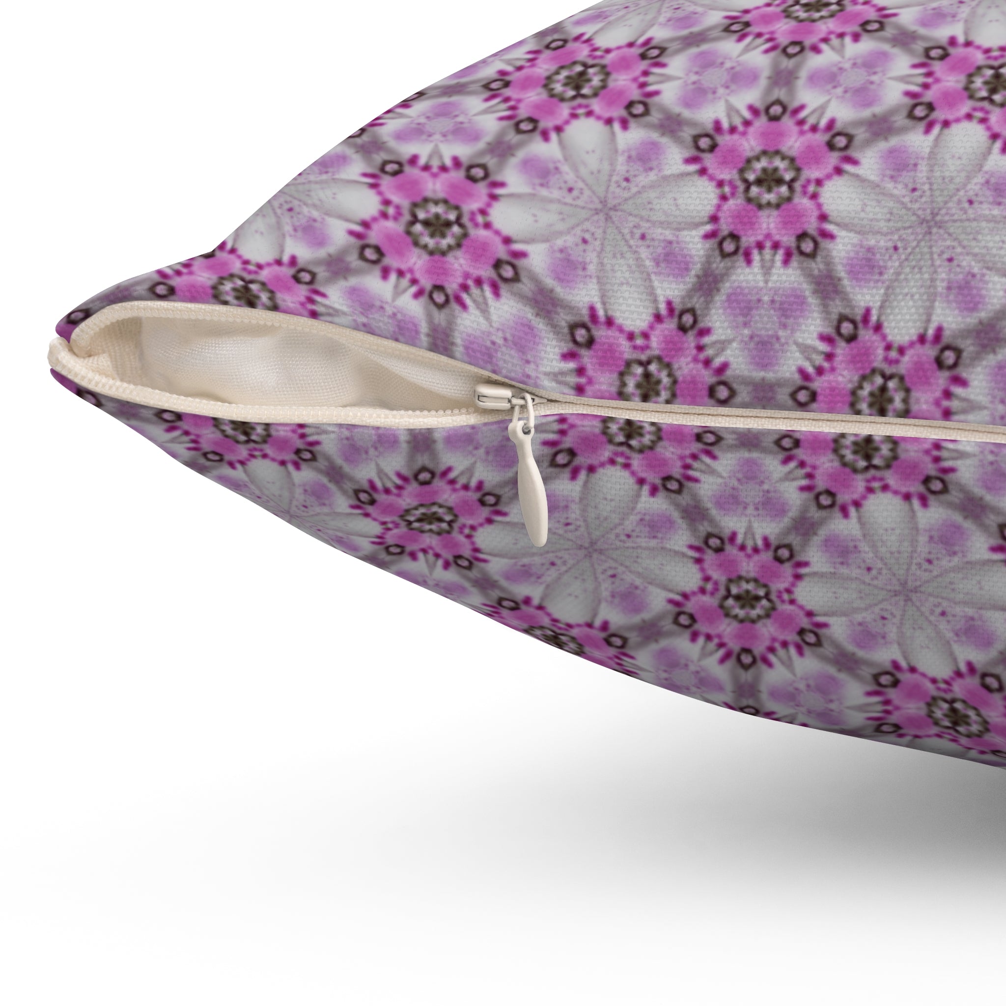 Pink Floral Square Pillow — Decorative Throw Pillow