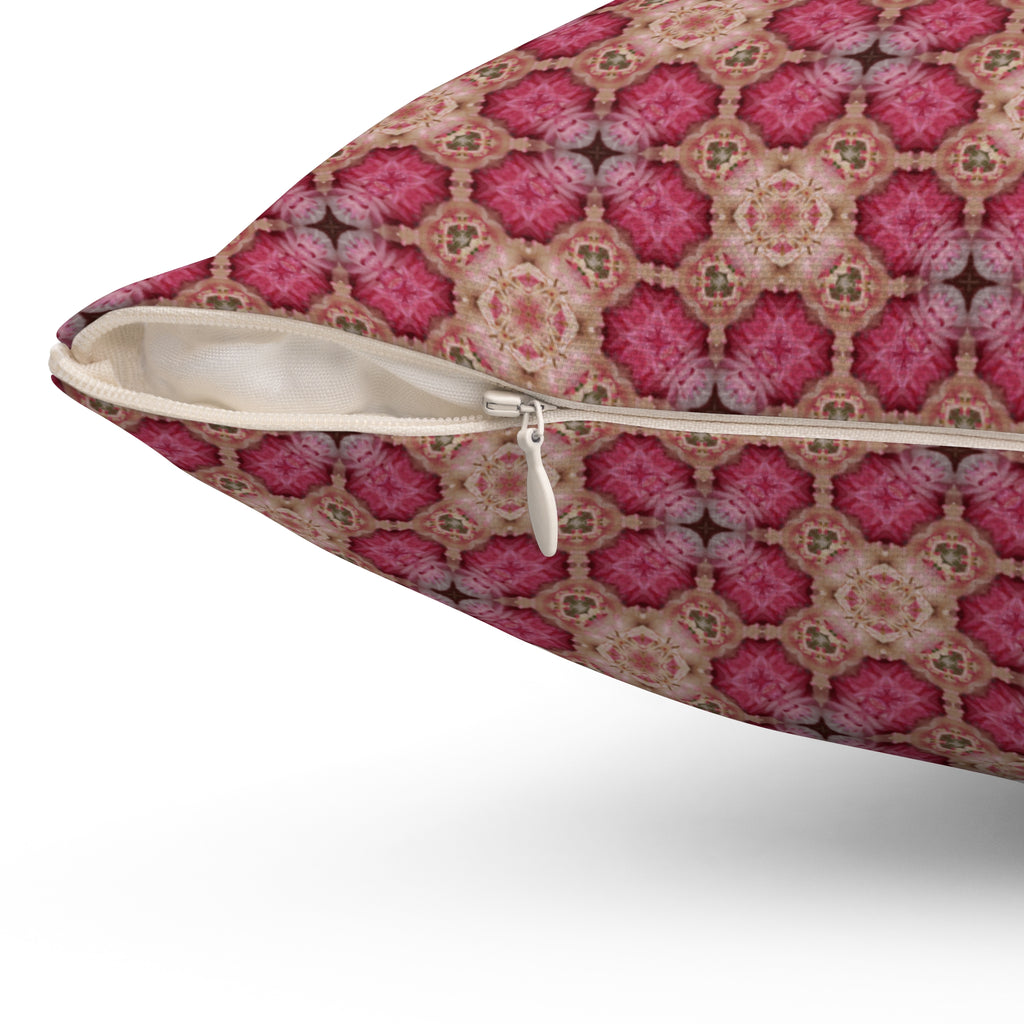 Mosaic Rose Decorative Pillow - Spun Polyester Square Throw Cushion