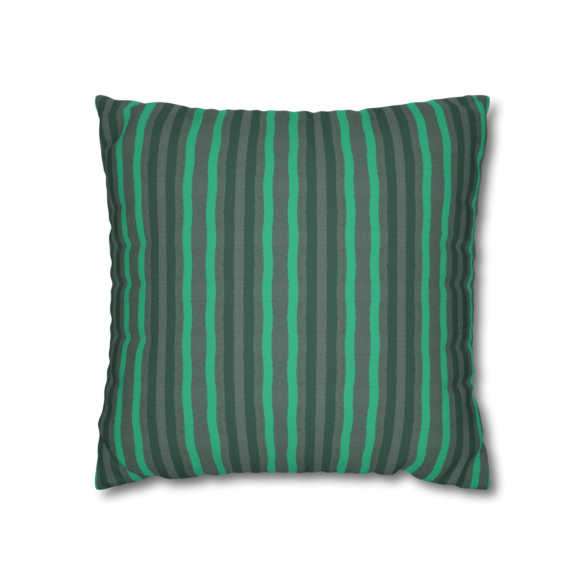 Green & Gray Striped Decorative THROW PILLOW COVER