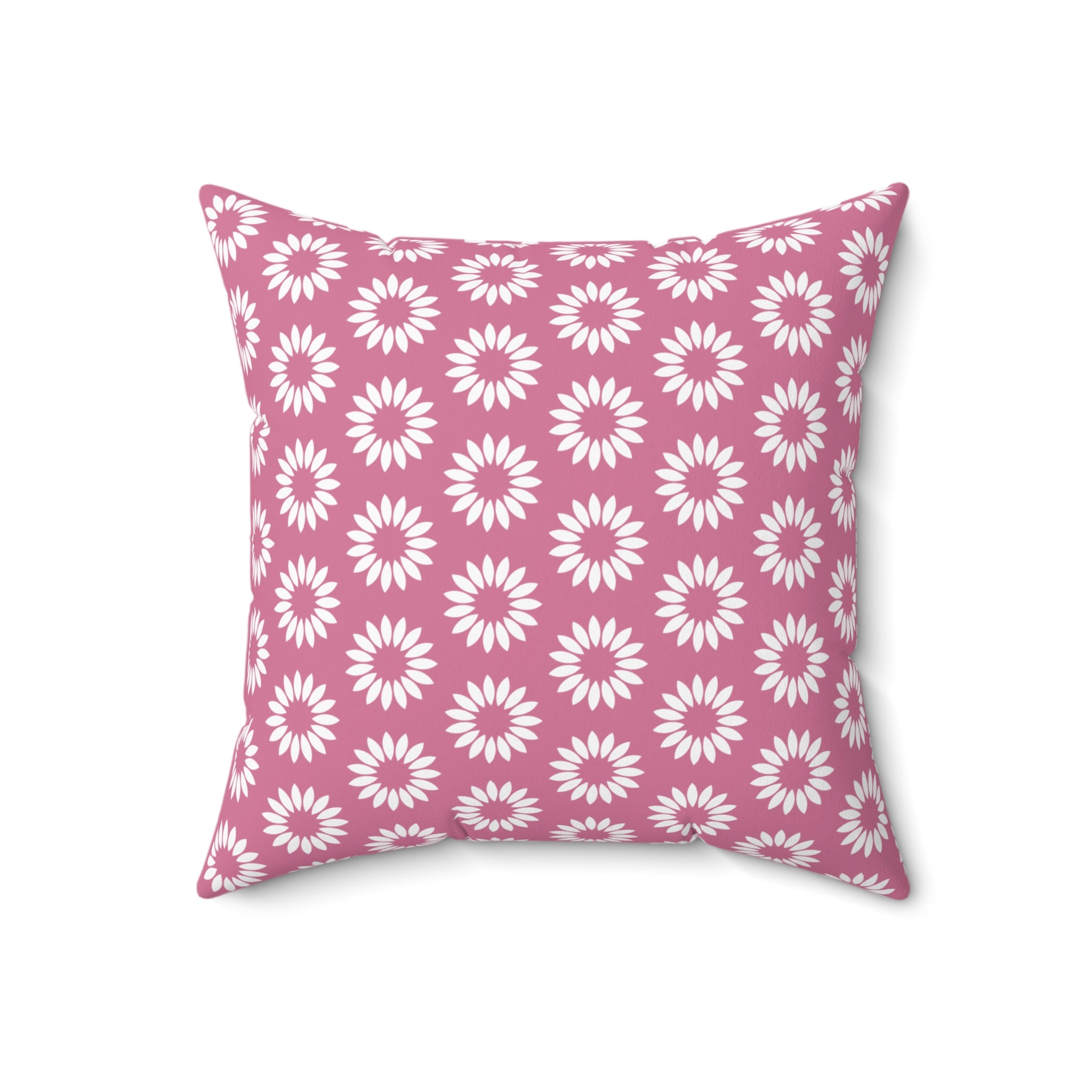Pink Daisy Pattern Pillow — Decorative Square Throw Pillow