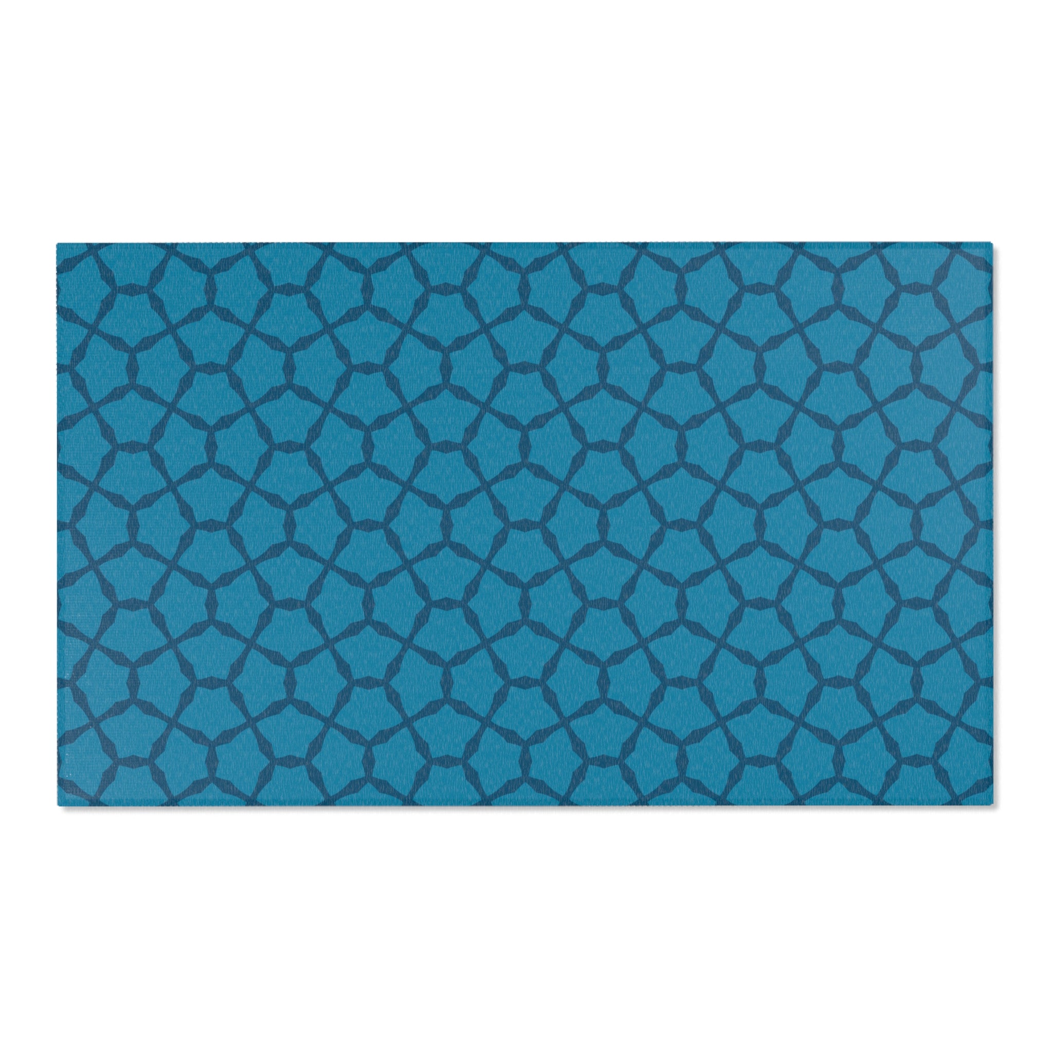 Blue Geometric Trellis Area Rug — Modern Moroccan Pattern