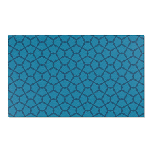 Blue Geometric Trellis Area Rug — Modern Moroccan Pattern