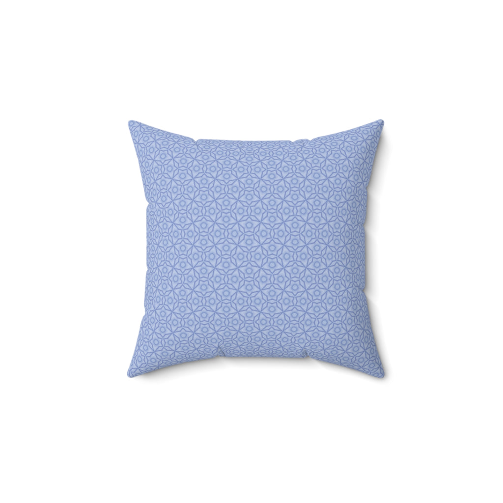 Blue Floral Decorative Pillow — Square Throw Cushion for Living Room & Bedroom