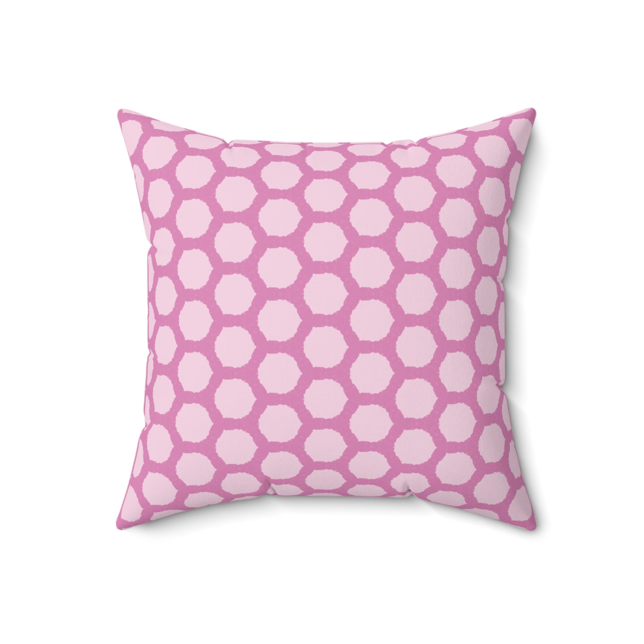 Pink Honeycomb Pattern Pillow — Decorative Square Throw Pillow