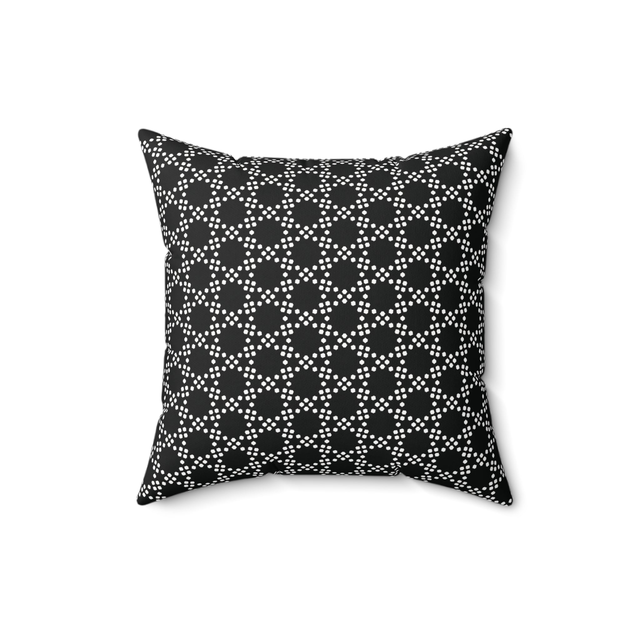 Black and White Dot Lattice Square Pillow — Geometric Decorative Throw Pillow