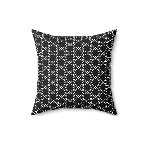 Black and White Dot Lattice Square Pillow — Geometric Decorative Throw Pillow