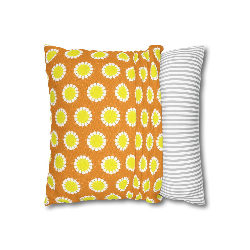 Retro Daisy Pattern THROW PILLOW COVER — Bright Orange & Yellow Decorative Cushion Cover