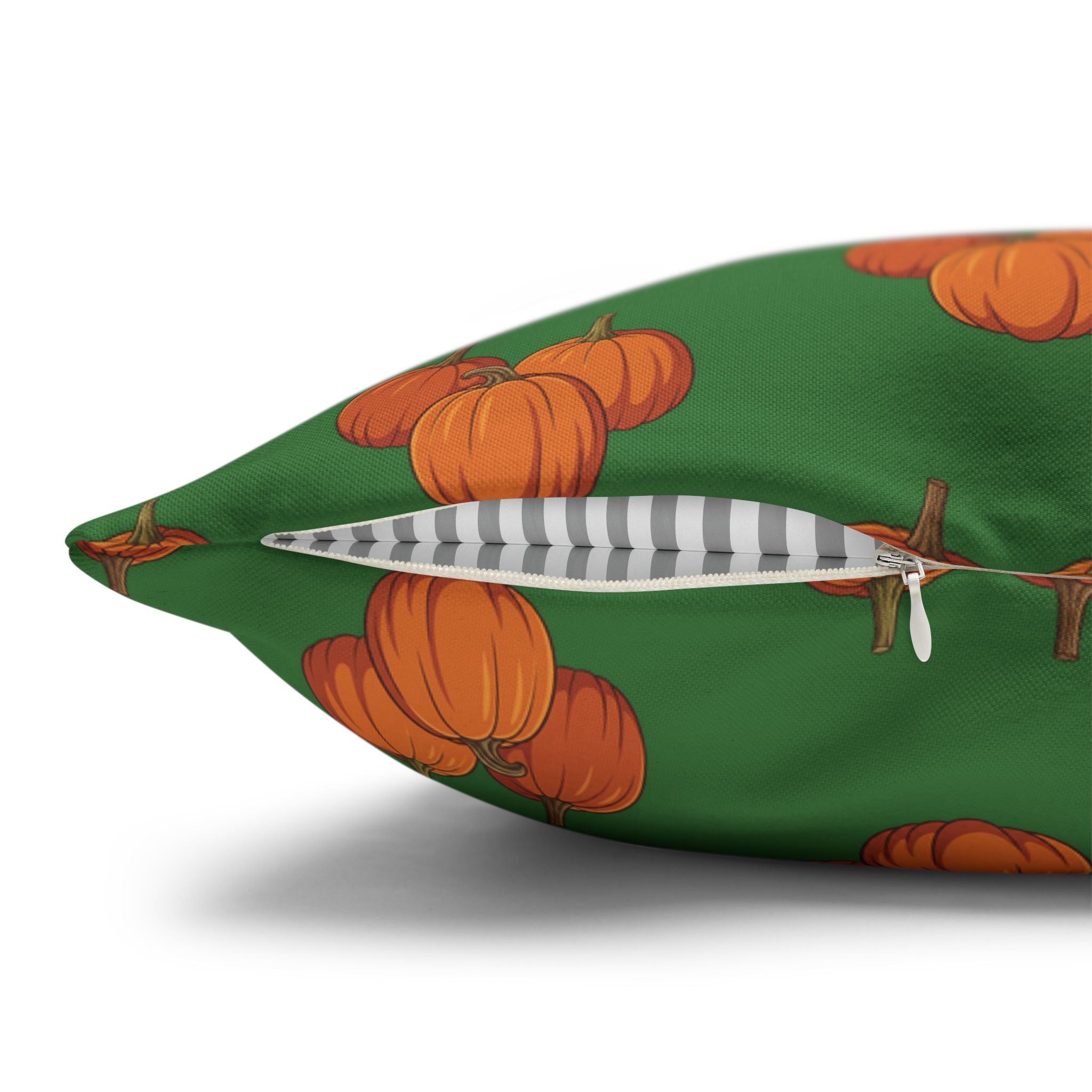 Green Autumn Pumpkin Pattern THROW PILLOW COVER — Fall Decorative Throw Pillow Cover