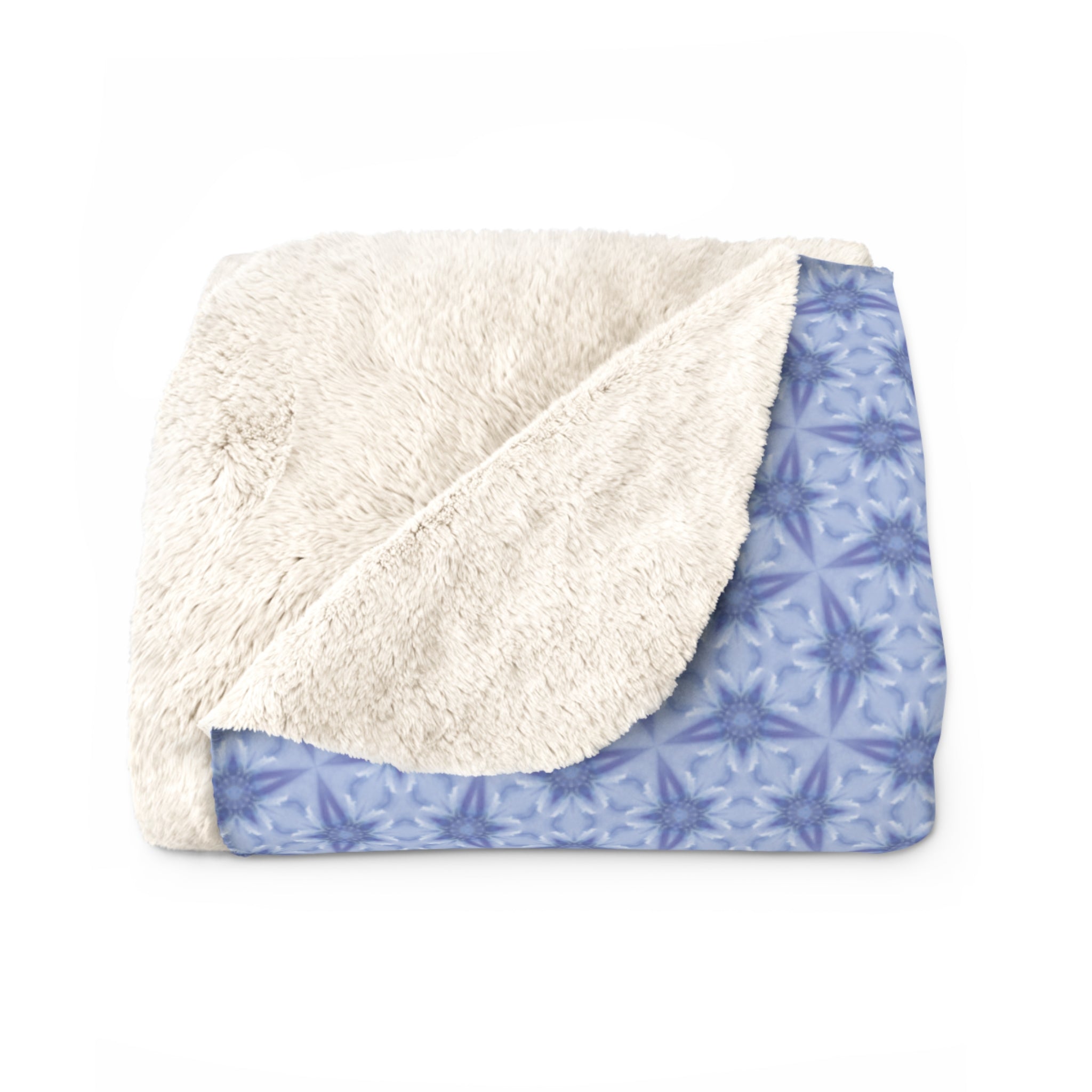 Blue Flower Decorative Sherpa Blanket – Cozy Fleece Throw