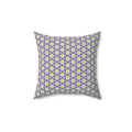 Yellow and Blue Sunburst Pattern Square Pillow — Yellow & Lavender Floral Decorative Cushion