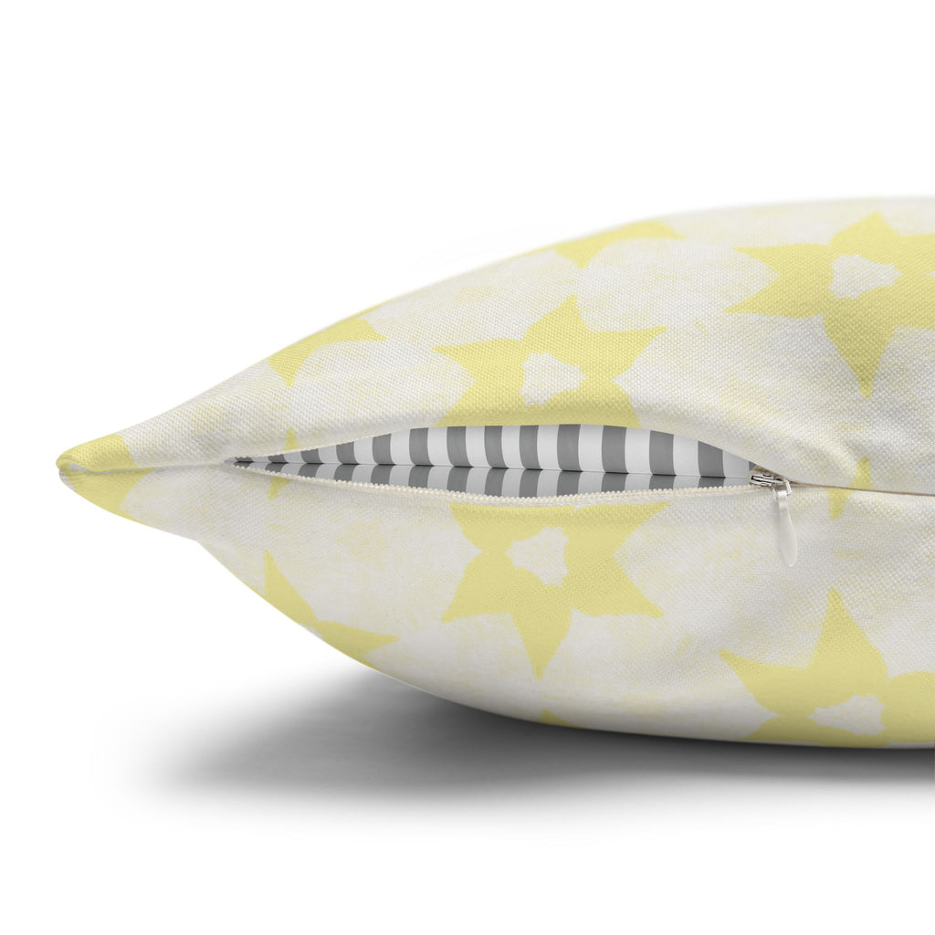 Cream Floral Star THROW PILLOW COVER — Soft Spun Polyester Square Pillowcase
