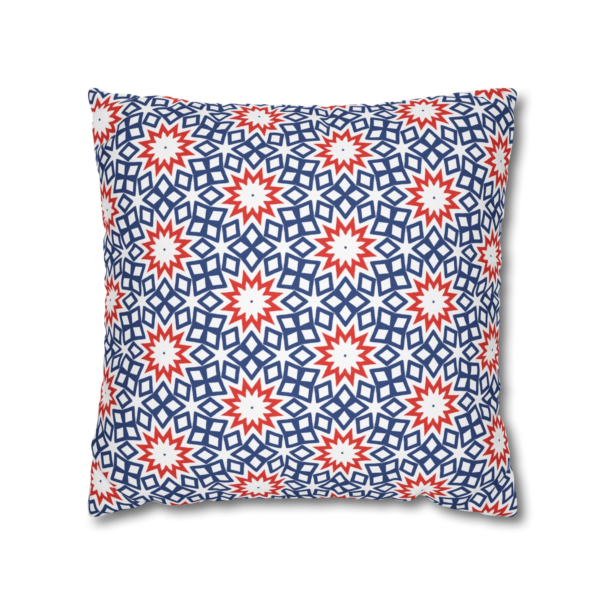 Red White & Blue Holiday THROW PILLOW COVER – Patriotic Square Throw Pillow Cover
