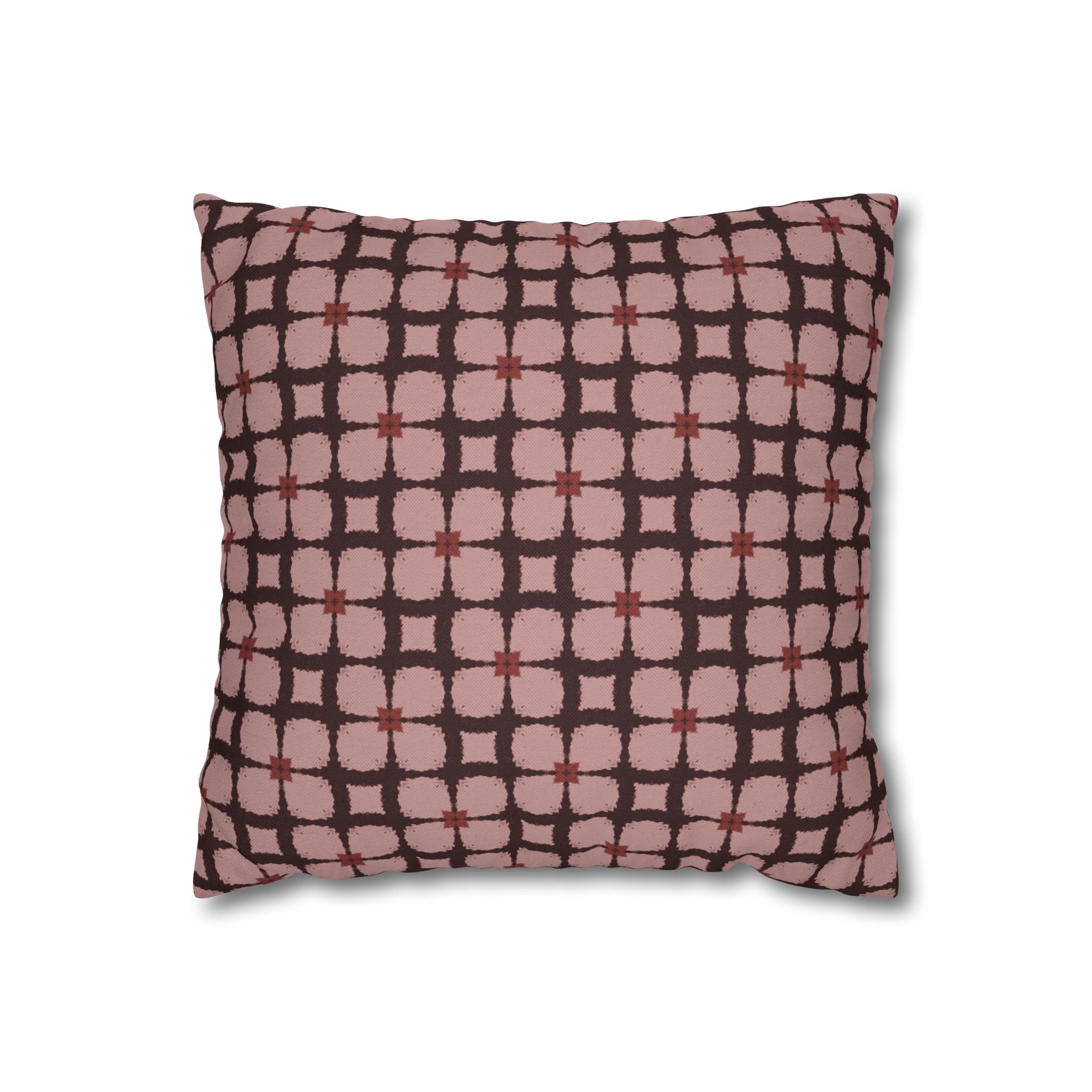 Vintage Pink Plaid Decorative THROW PILLOW COVER — Spun Polyester Square Throw Pillow Cover