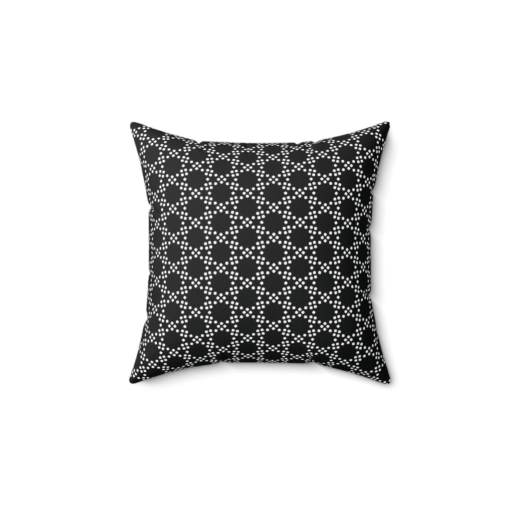 Black and White Dot Lattice Square Pillow — Geometric Decorative Throw Pillow