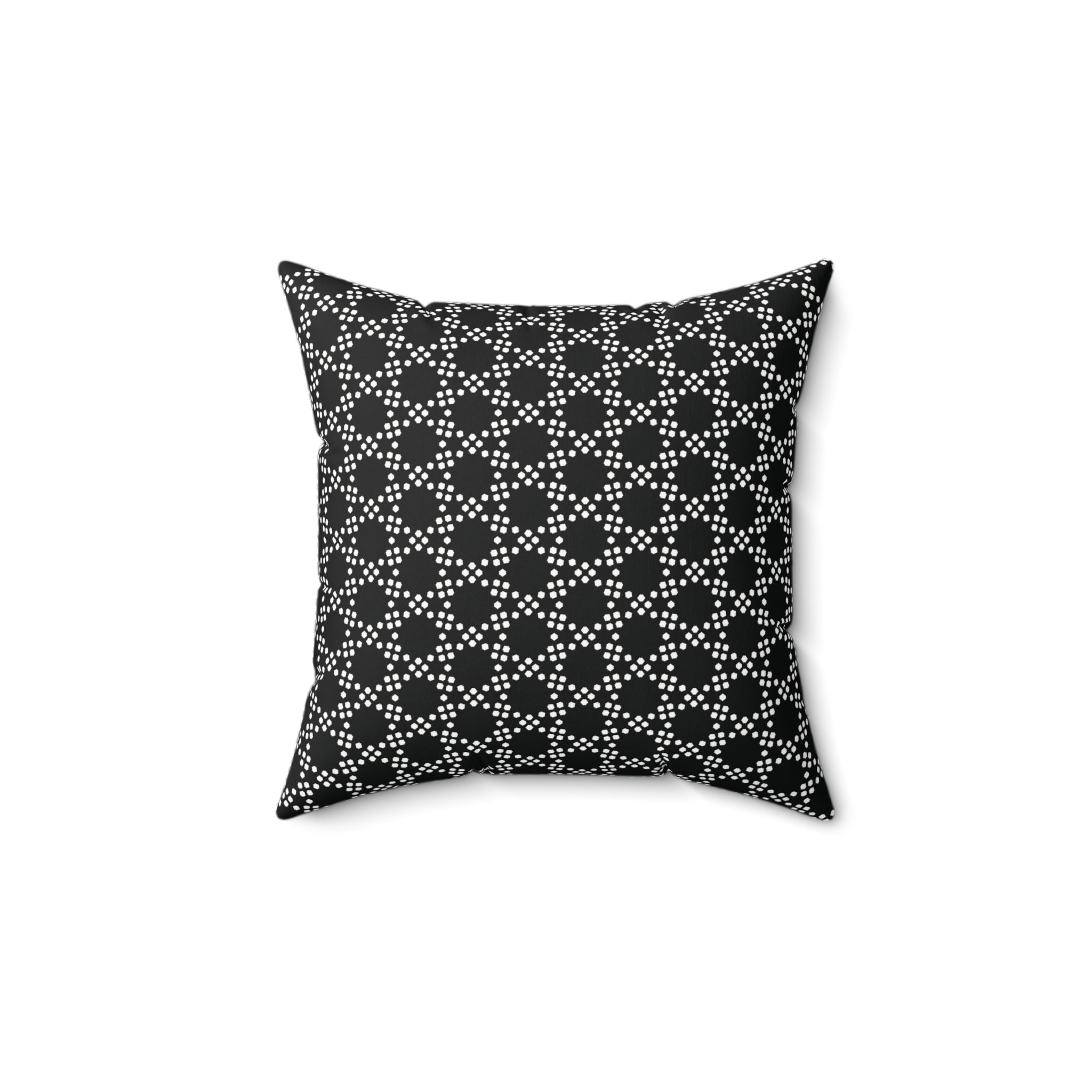 Black and White Dot Lattice Square Pillow — Geometric Decorative Throw Pillow