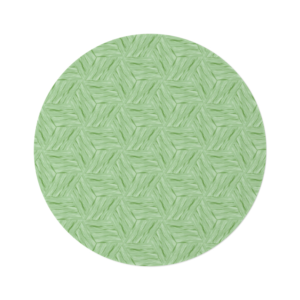 Mint Geometric Pastel Round Rug — Mint Textured Hexagon Floor Mat