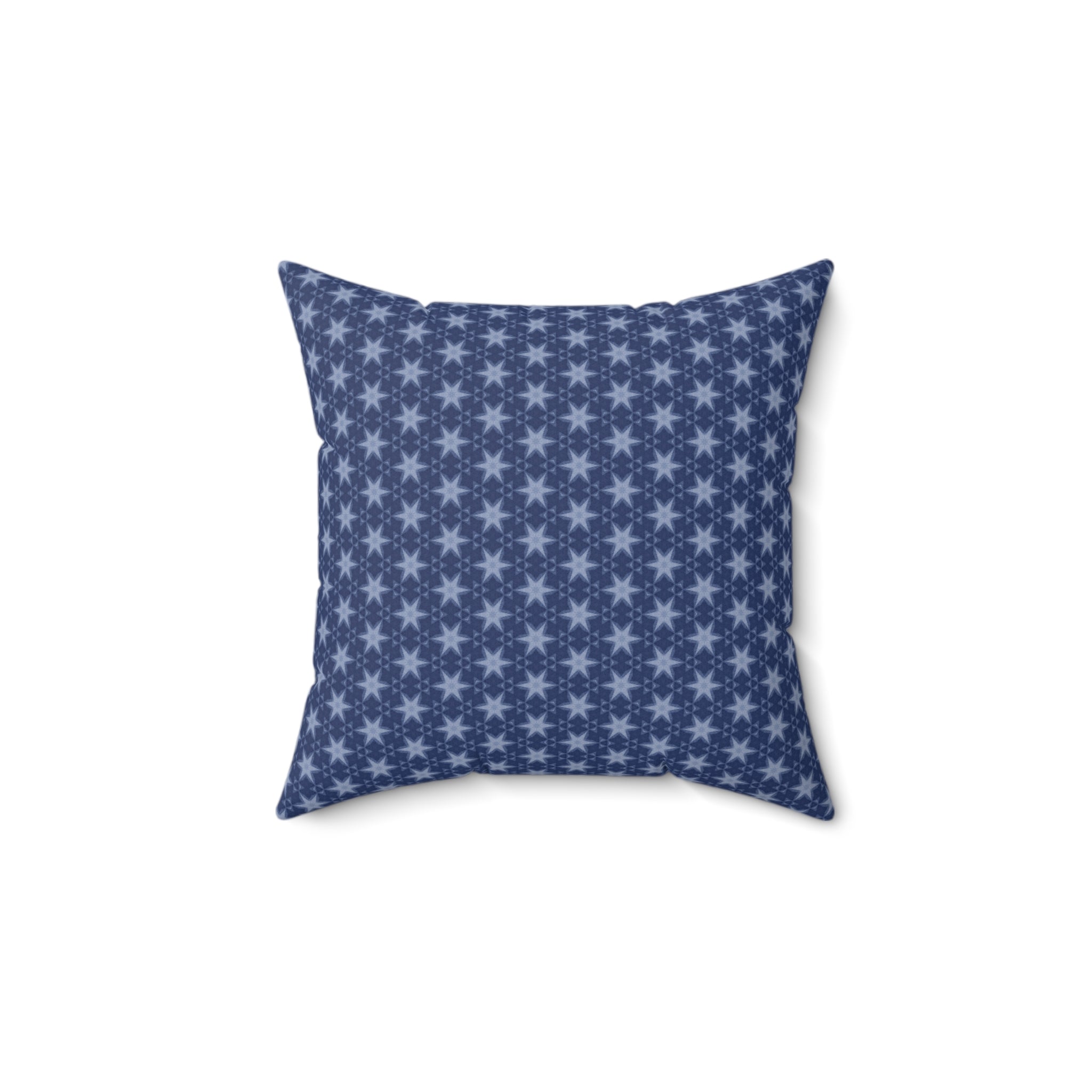 Patriotic July 4th Blue Stars Square Pillow — Spun Polyester Patriotic Throw Pillow