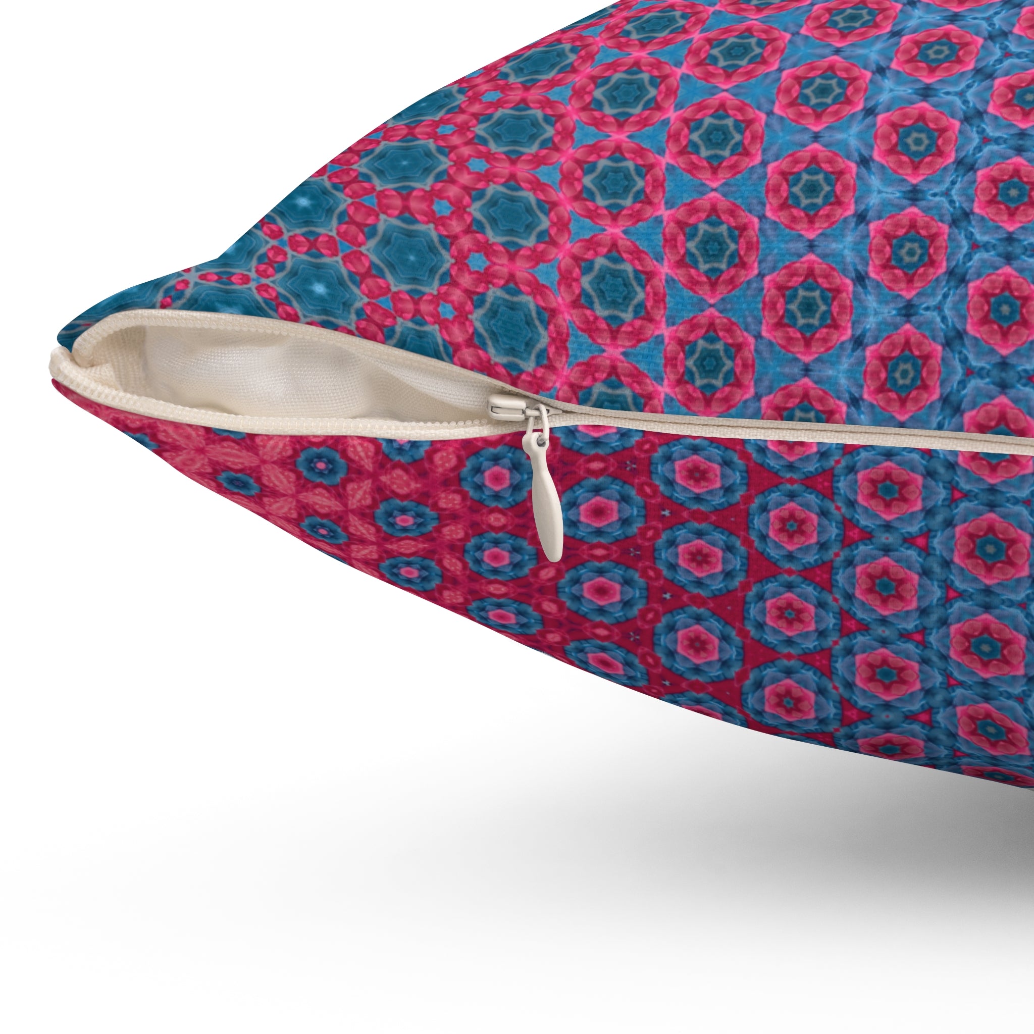 Ombre Square Pillow — Pink & Teal Patterned Throw Pillow