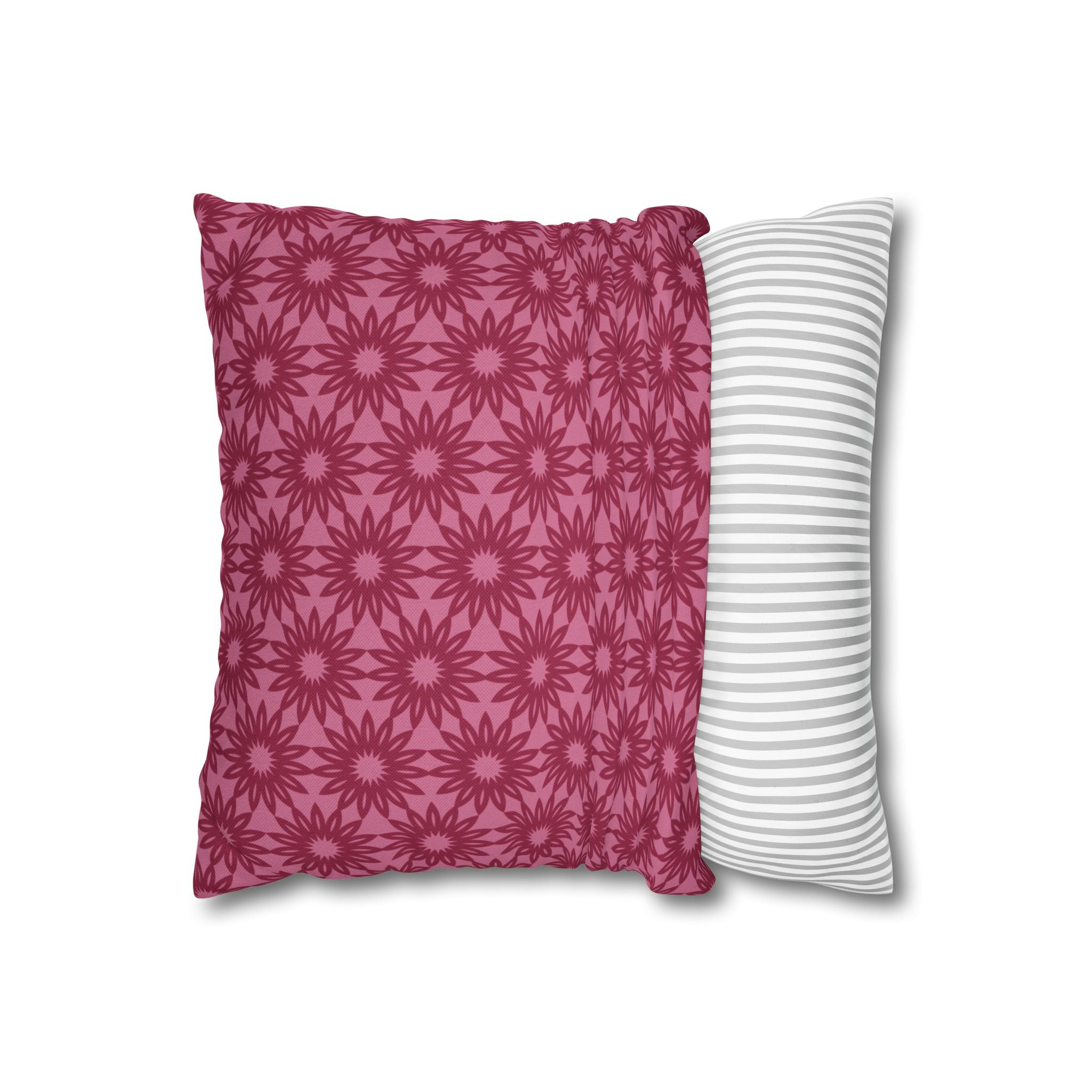 Berry Pink Floral THROW PILLOW COVER — Decorative Square Throw Pillow Cover