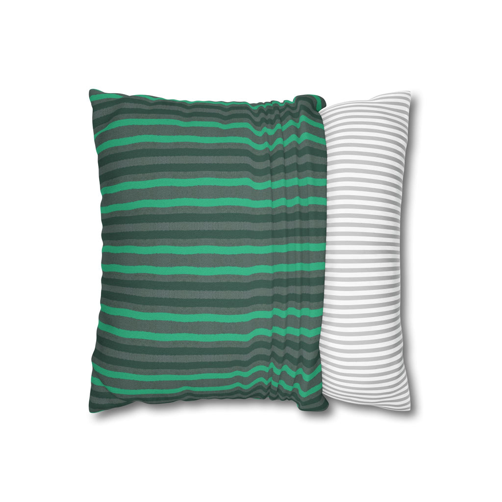 Green & Gray Striped Decorative THROW PILLOW COVER