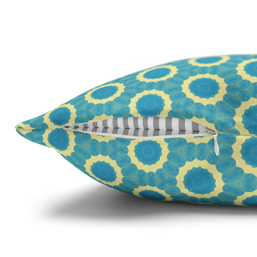 Aqua Retro Circle Decorative THROW PILLOW COVER — Spun Polyester Square Pillow Cover