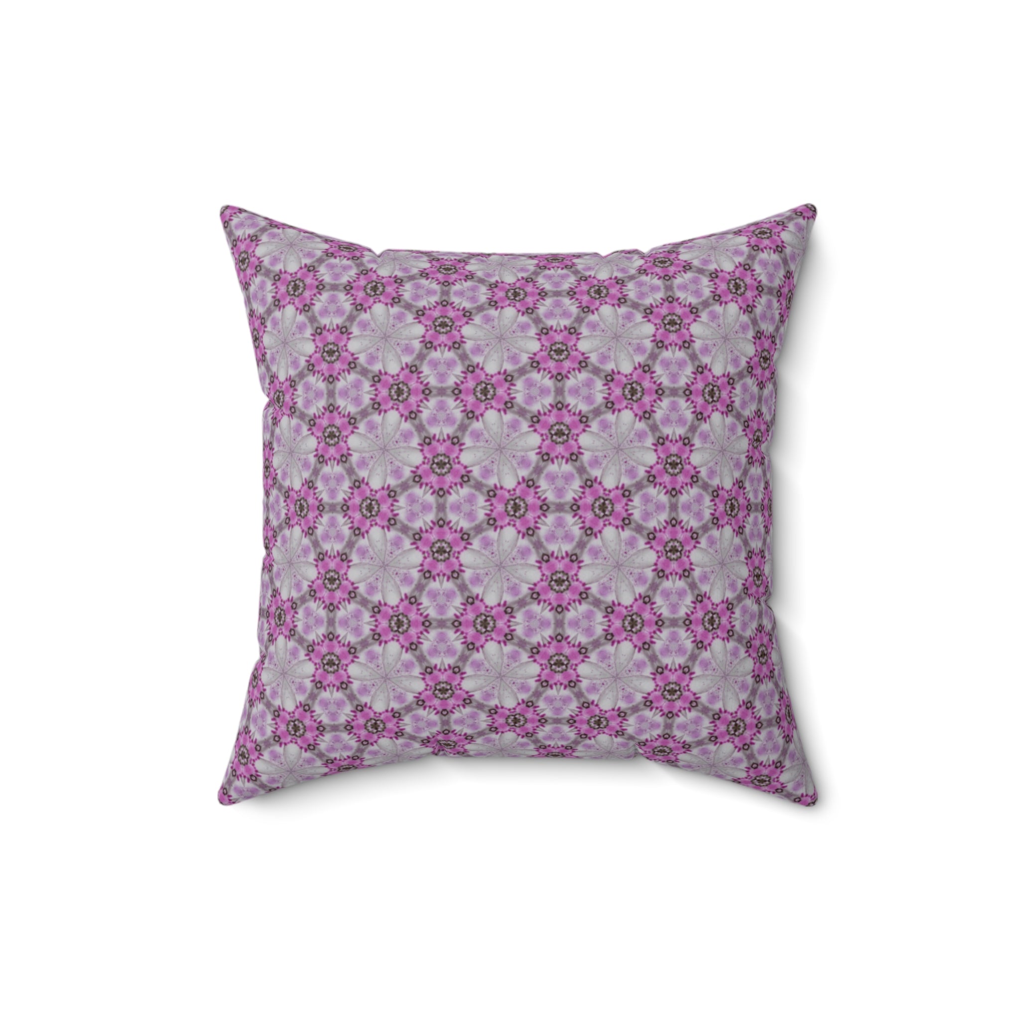 Pink Floral Square Pillow — Decorative Throw Pillow
