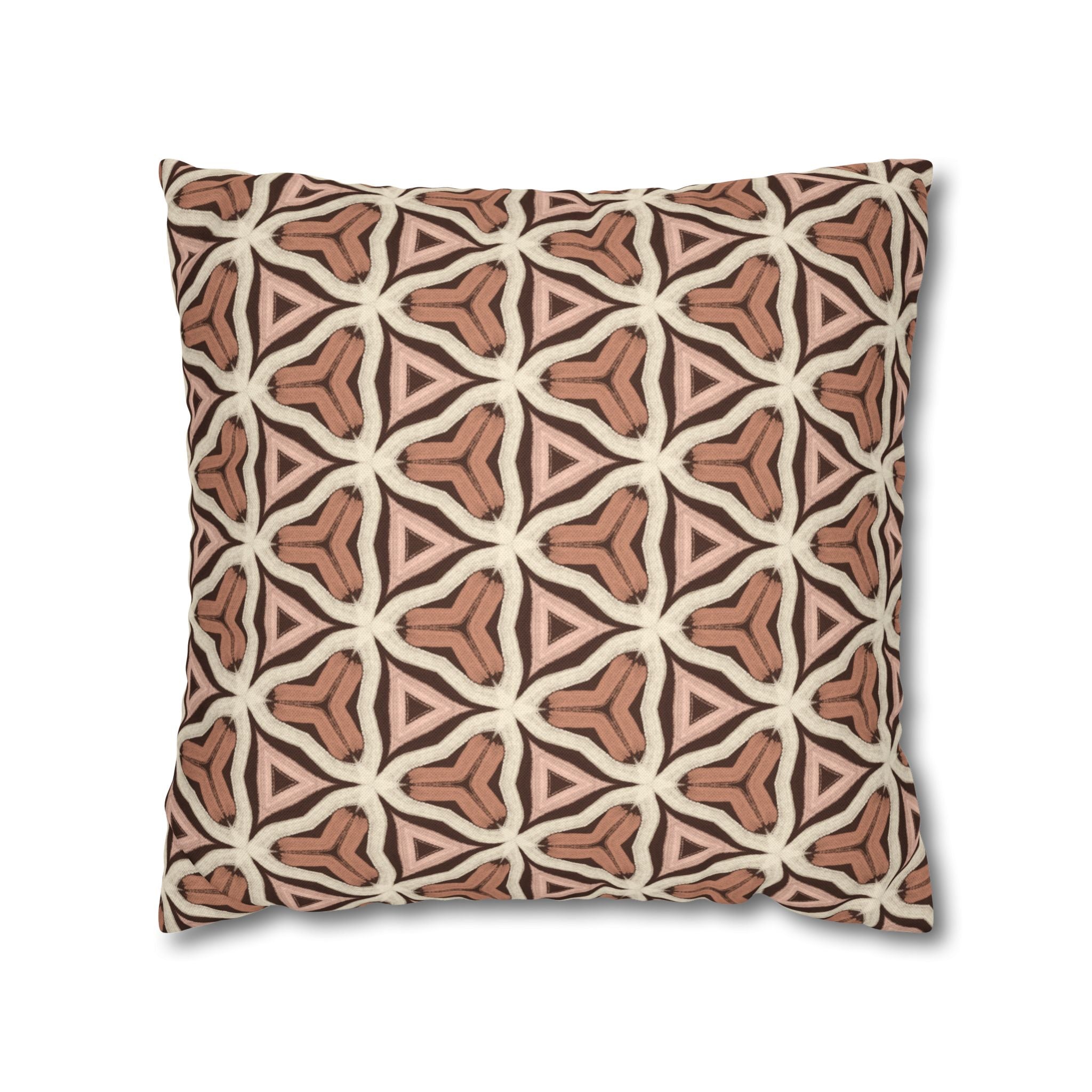 Earth Tone Tribal Pattern Decorative THROW PILLOW COVER — Spun Polyester Square Pillowcase