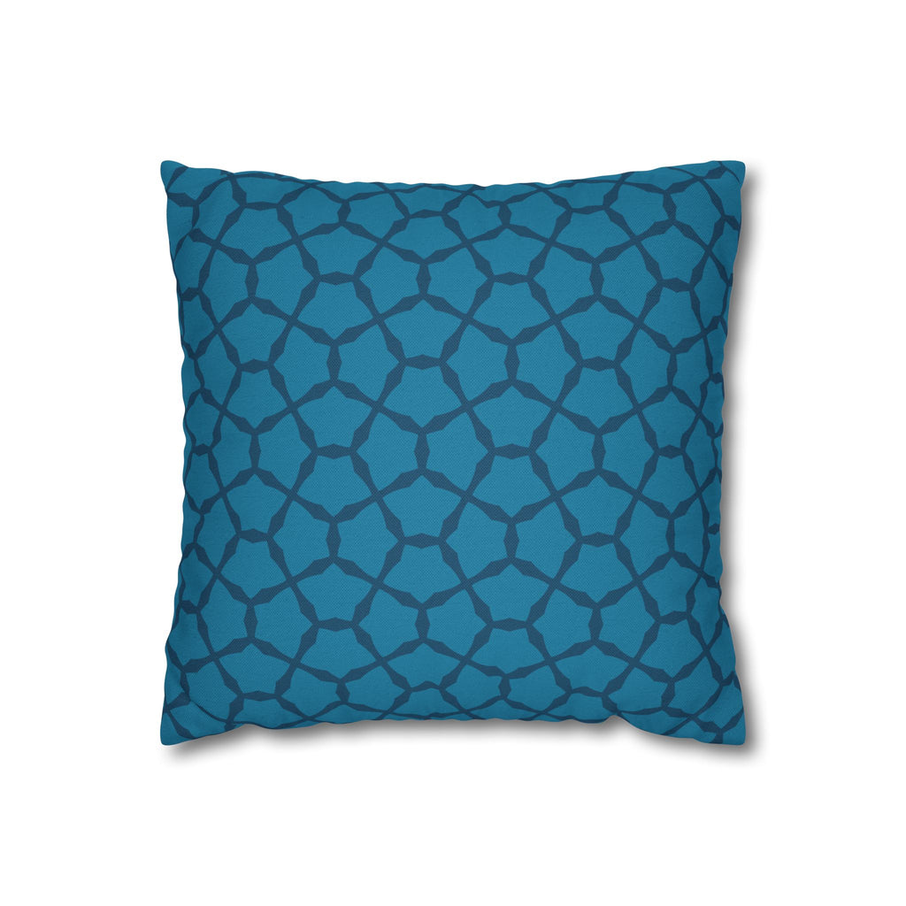 Turquoise Blue Lattice Pattern THROW PILLOW COVER — Modern Decorative Square Pillow Cover