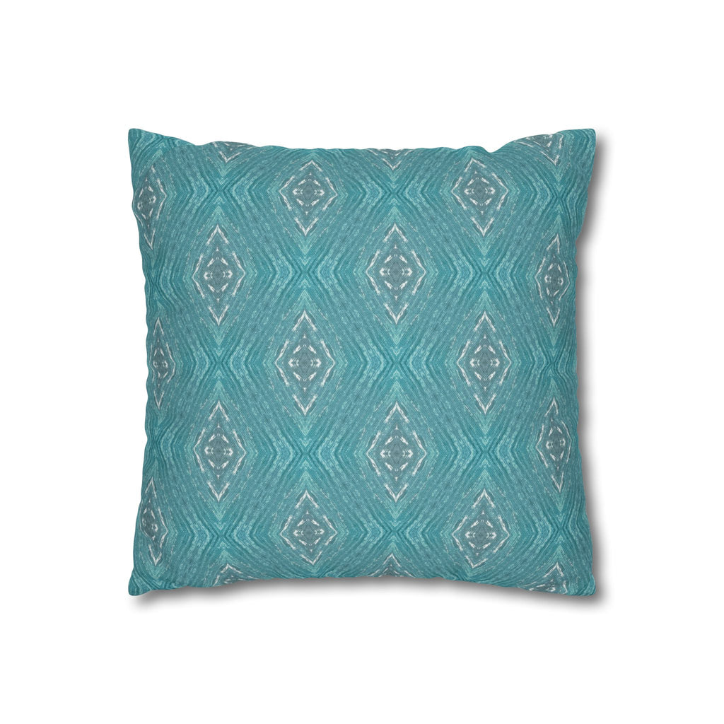 Teal Ikat Pattern Square THROW PILLOW COVER — Turquoise Boho Decorative Throw Pillow Cover