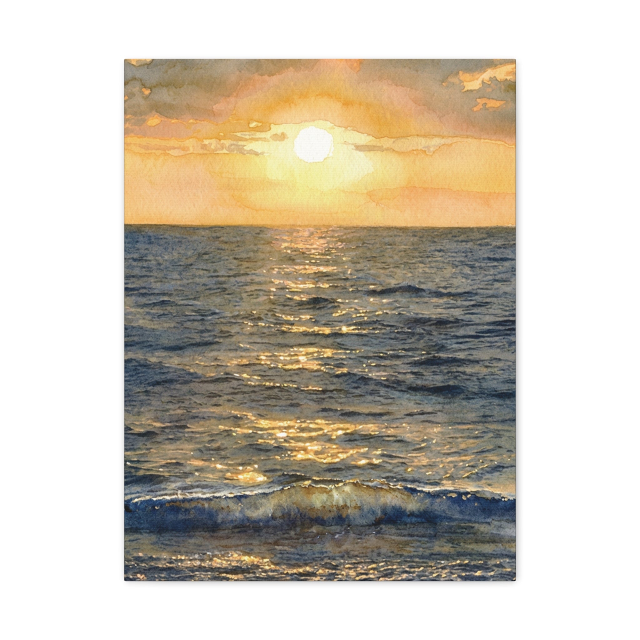 Sunset Over Ocean Matte Canvas Print — Stretched Wall Art