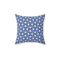 Blue and White Floral Pattern Pillow — Decorative Square Throw Pillow