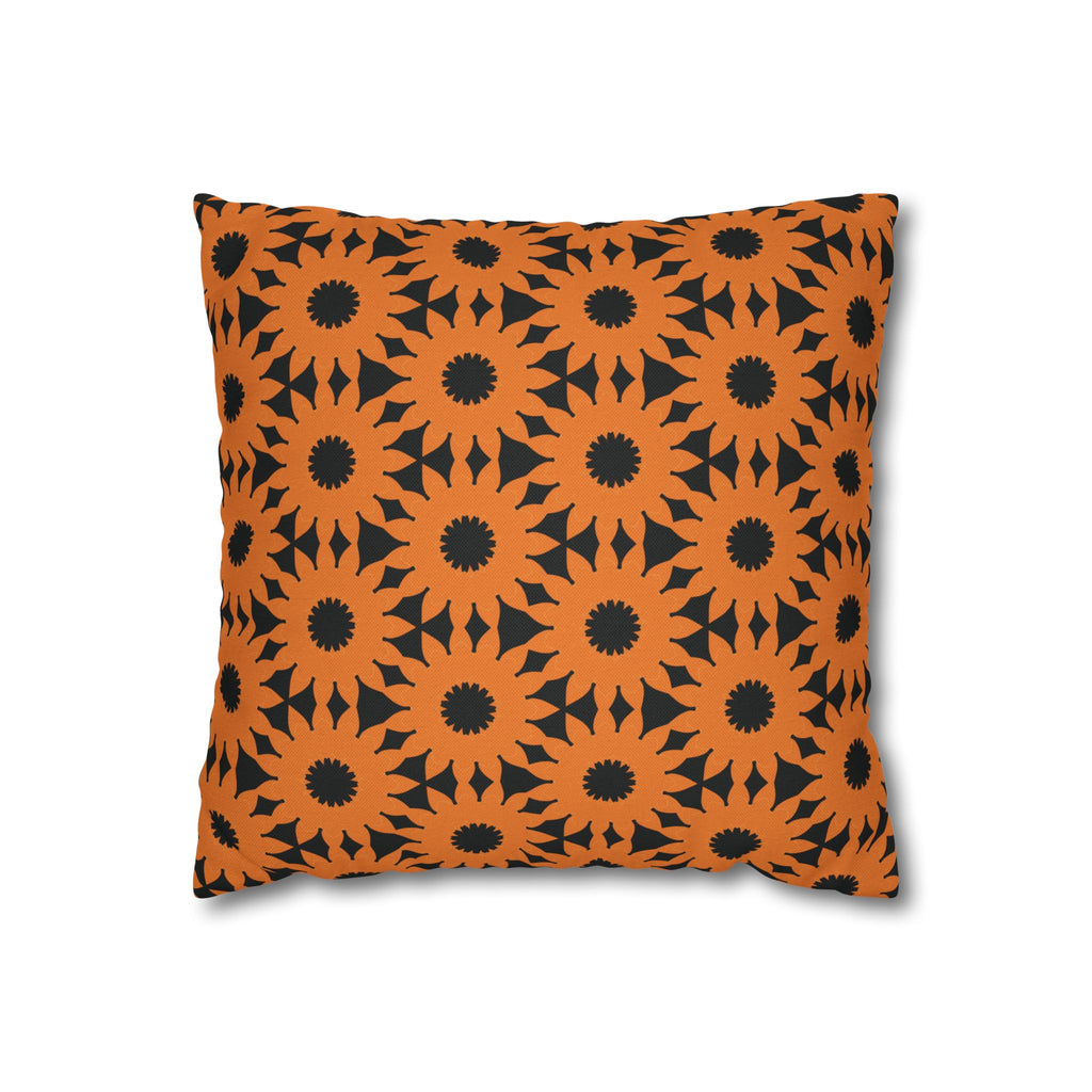 Orange & Black Sunflower Pattern THROW PILLOW COVER — Fall Halloween Decorative Throw Pillow