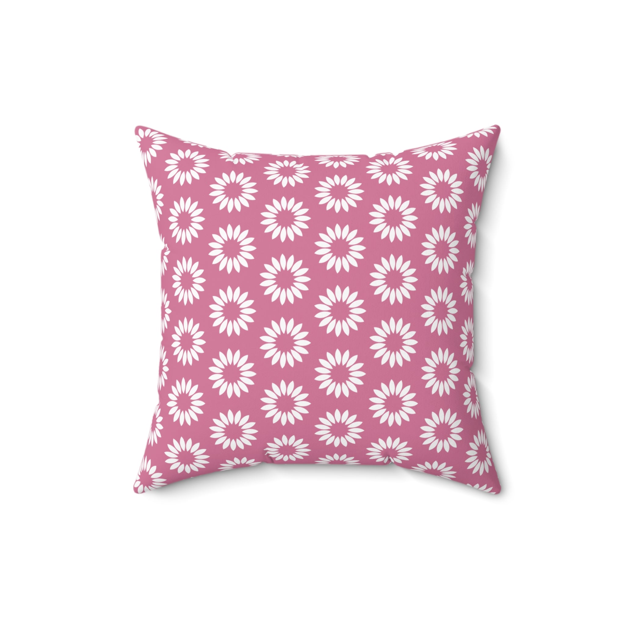 Pink Daisy Pattern Pillow — Decorative Square Throw Pillow