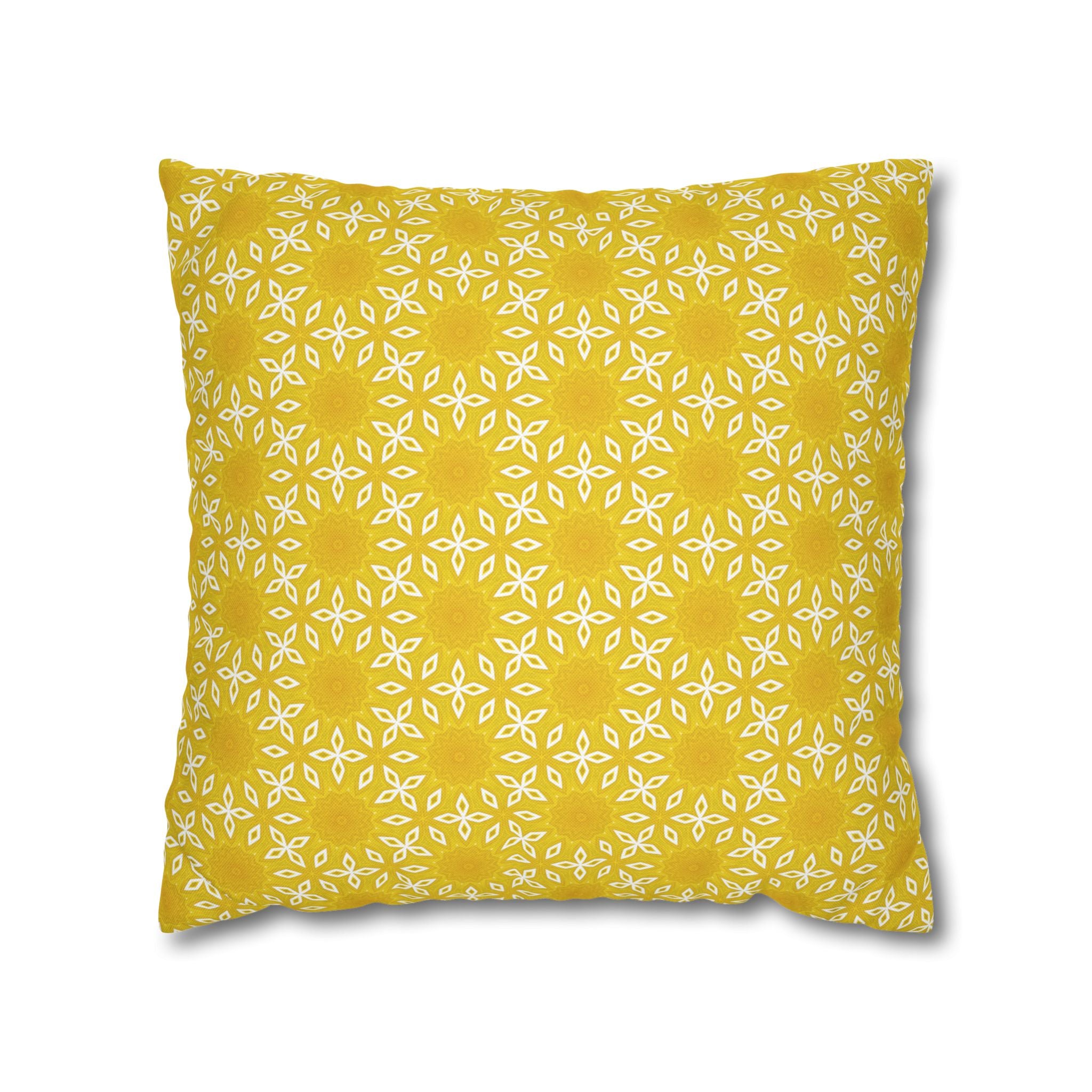 Sunny Blooms Yellow Pattern Decorative THROW PILLOW COVER — Square Throw Pillow Cover