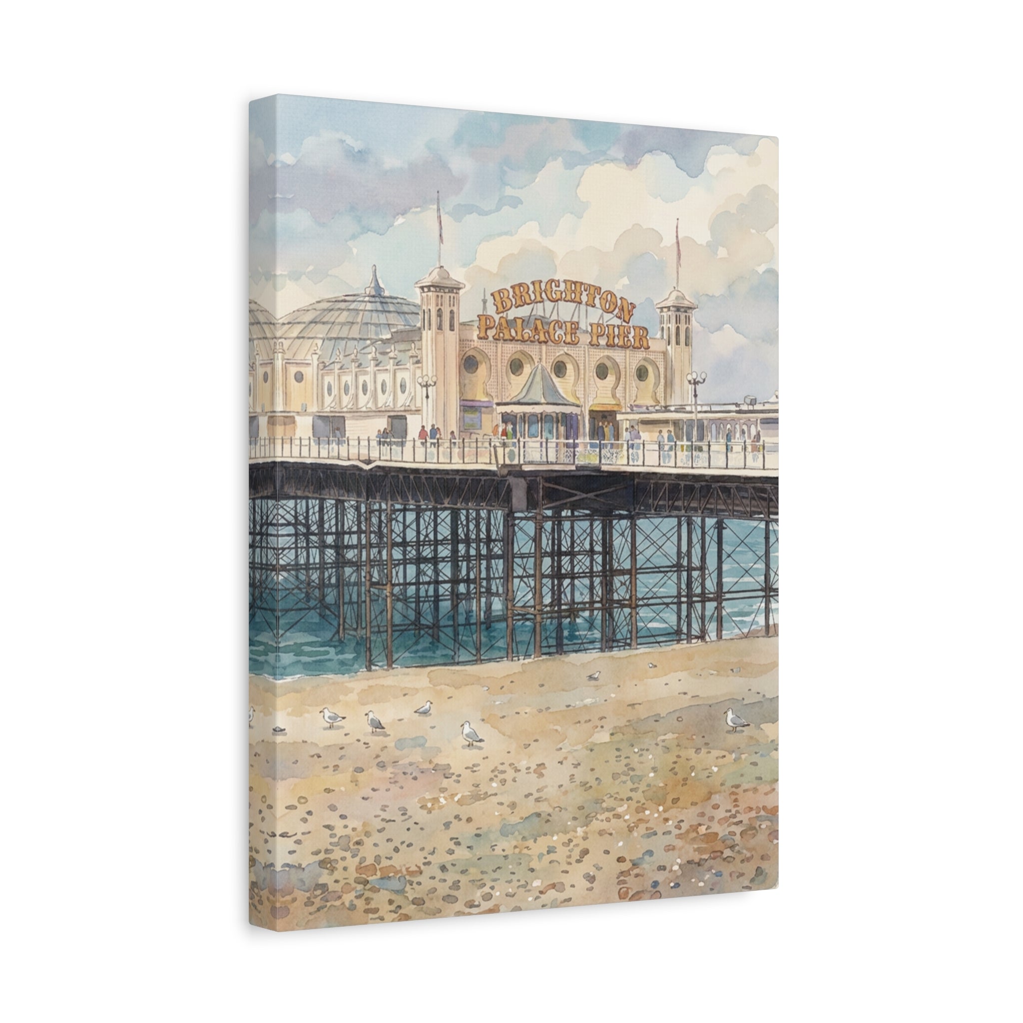 Brighton Palace Pier Watercolor Canvas Print — Stretched Matte Wall Art