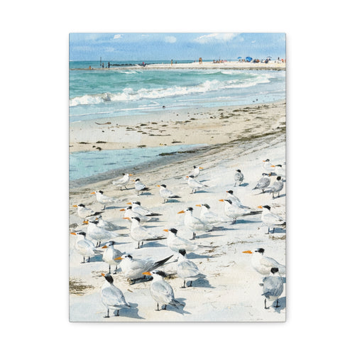 Bird Beach Canvas Print — Matte Stretched Coastal Wall Art