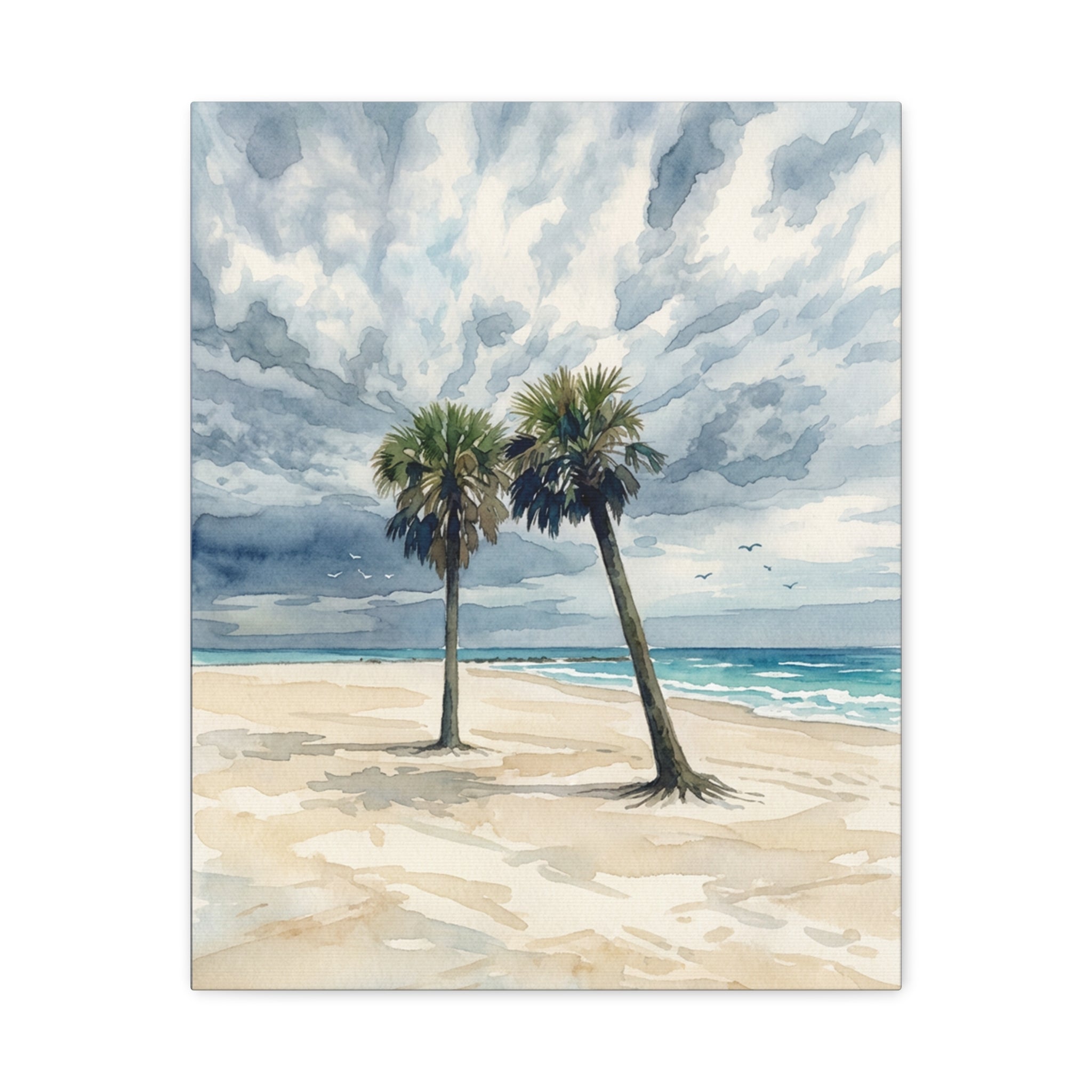 Coastal Palm Beach Canvas Print — Matte Stretched Wall Art
