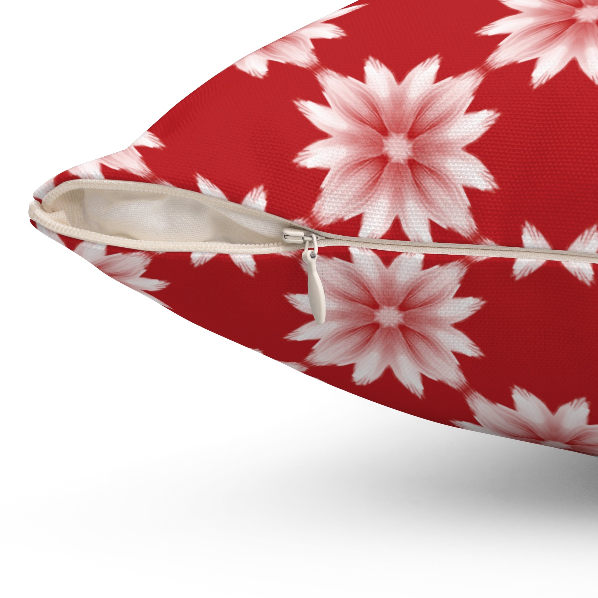 Holiday Red Floral Pillow — Red & White Dahlia Throw Pillow