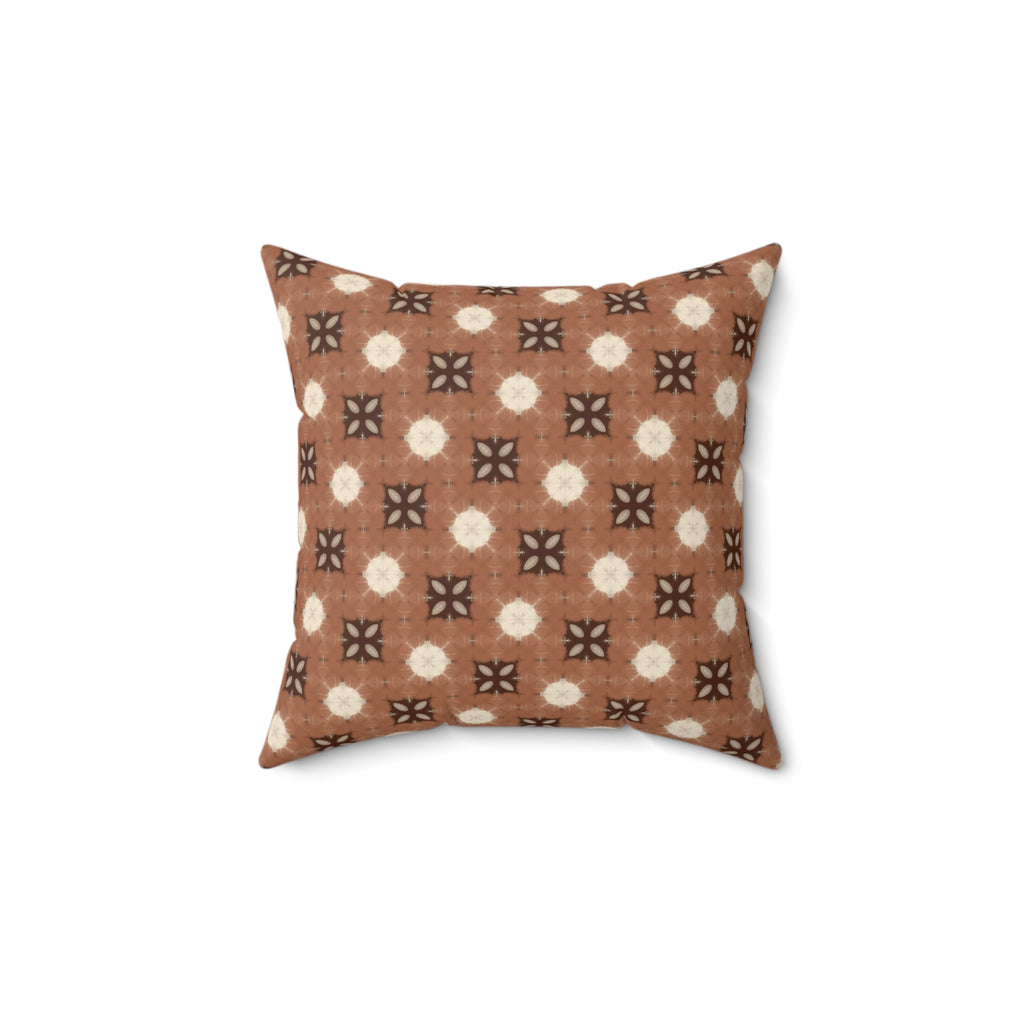 Retro Brown Geometric Throw Pillow — Midcentury Pattern Accent Cushion