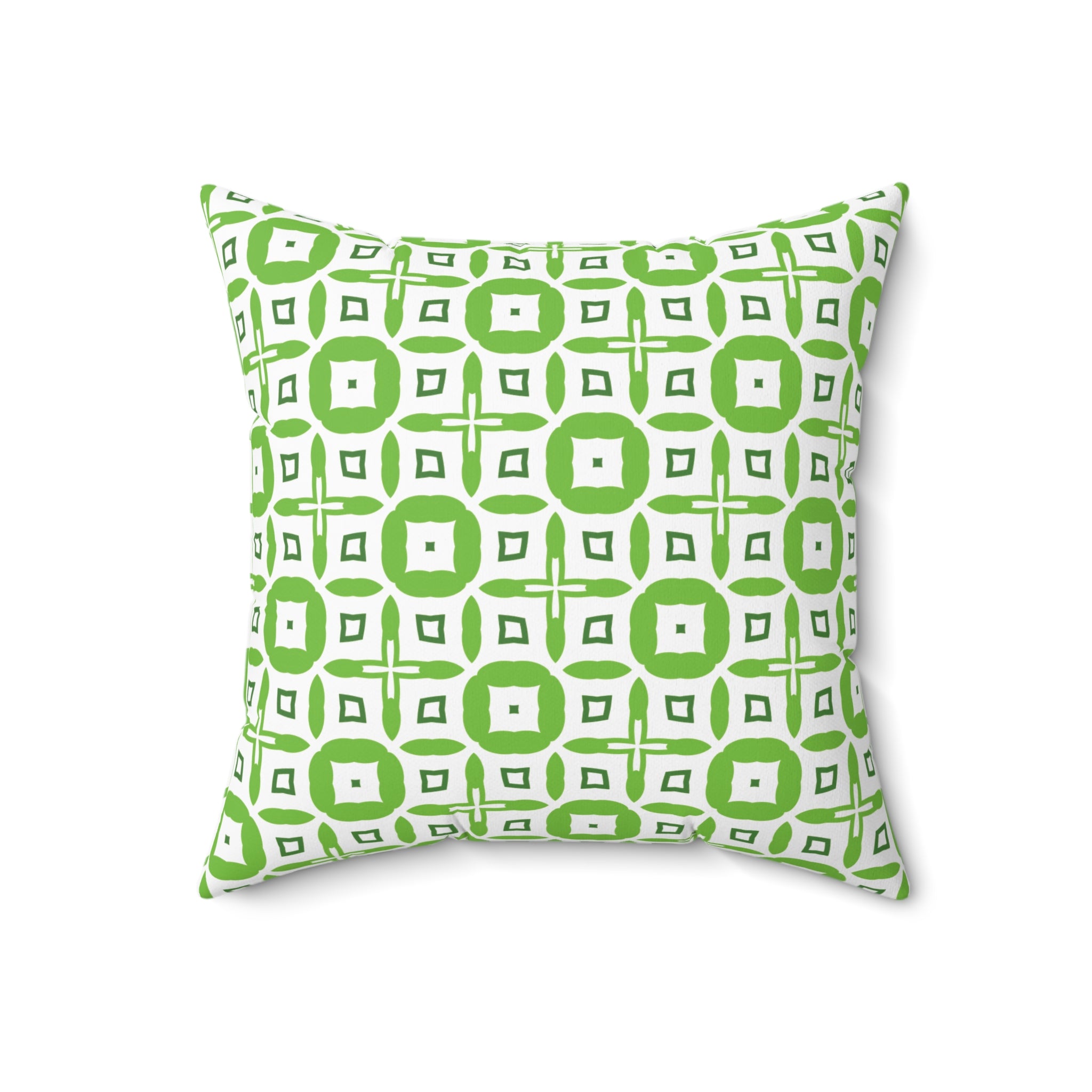 Green Geometric Square Throw Pillow – Modern Decorative Accent