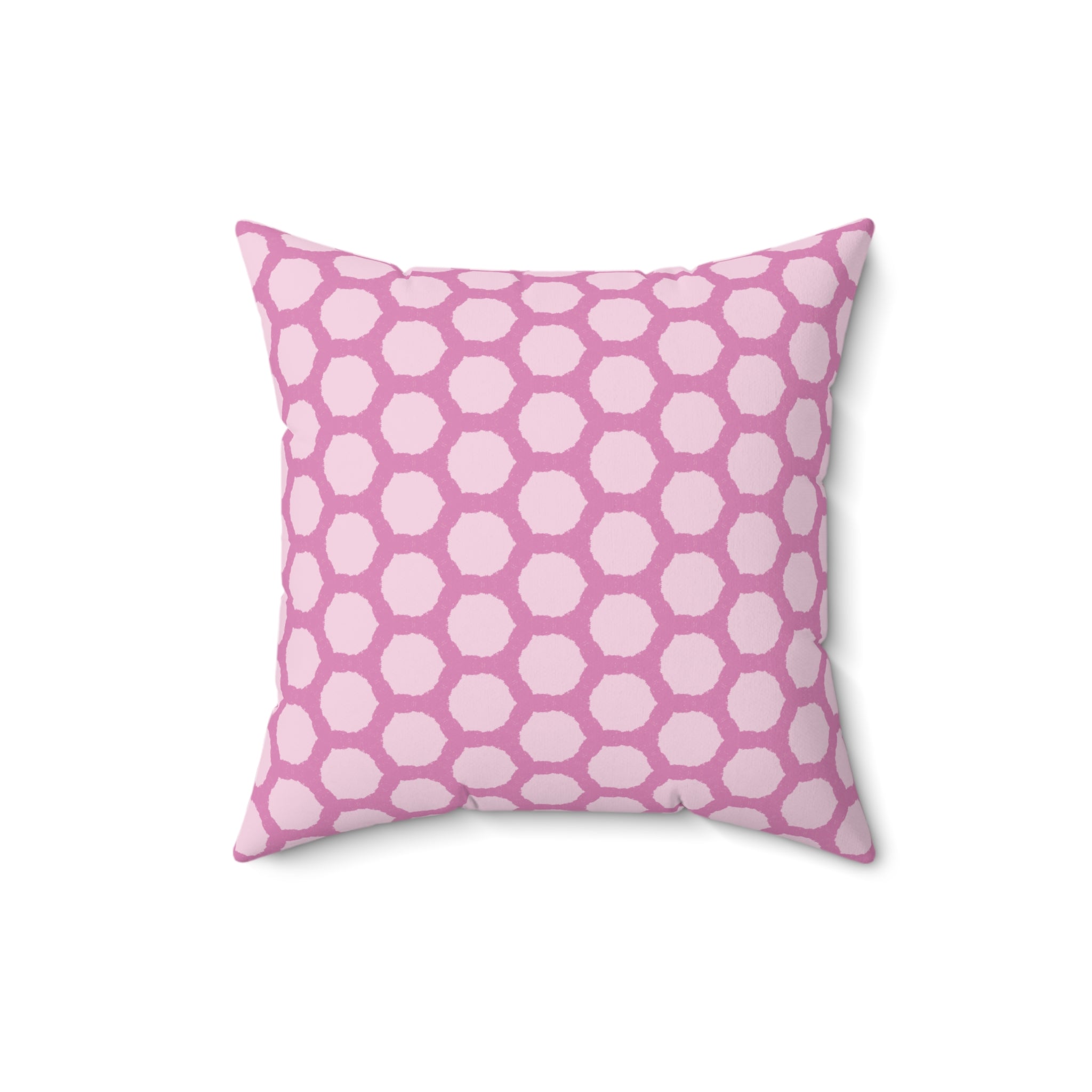 Pink Honeycomb Pattern Pillow — Decorative Square Throw Pillow