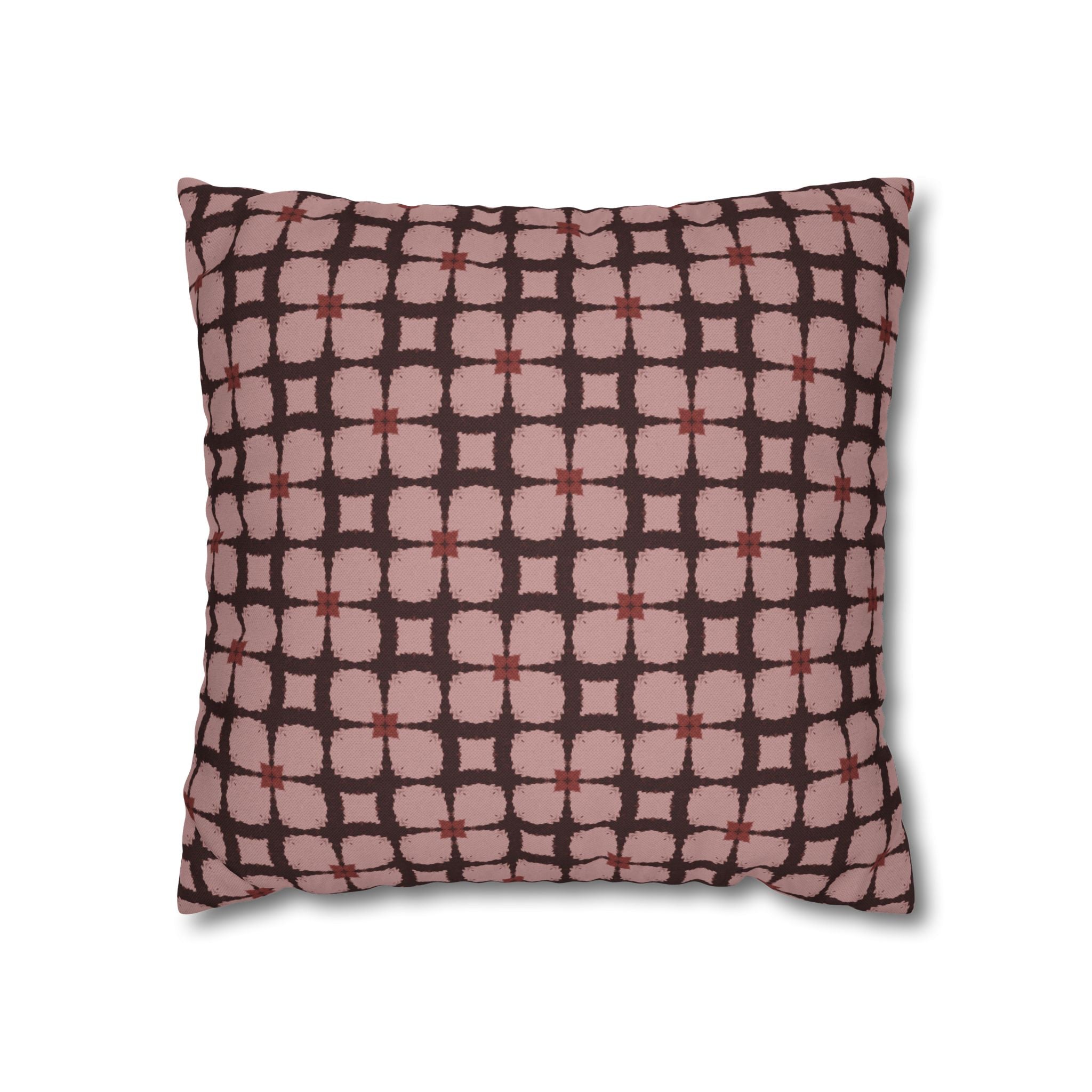 Vintage Pink Plaid Decorative THROW PILLOW COVER — Spun Polyester Square Throw Pillow Cover