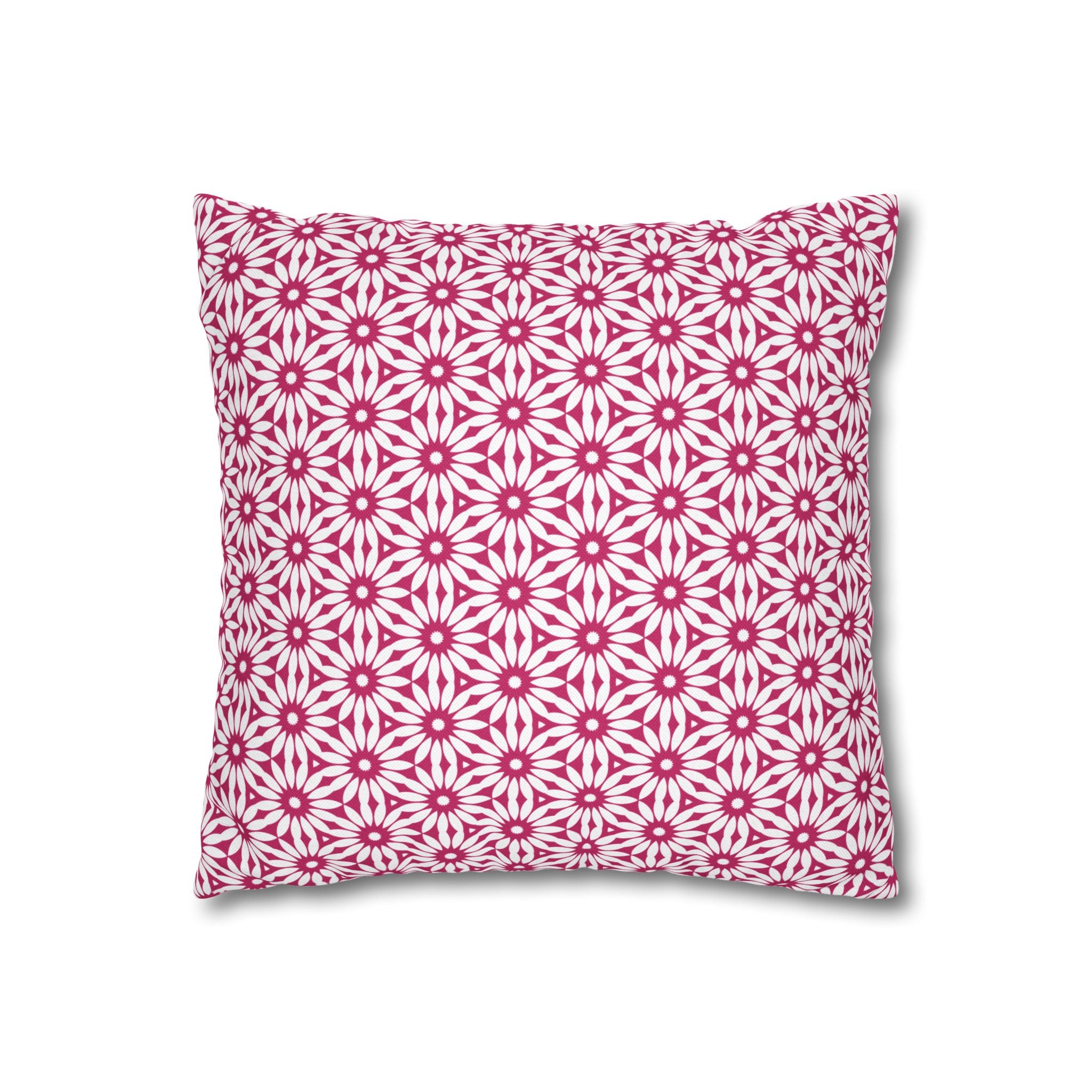 Pink and White Daisy Decorative Pattern THROW PILLOW COVER