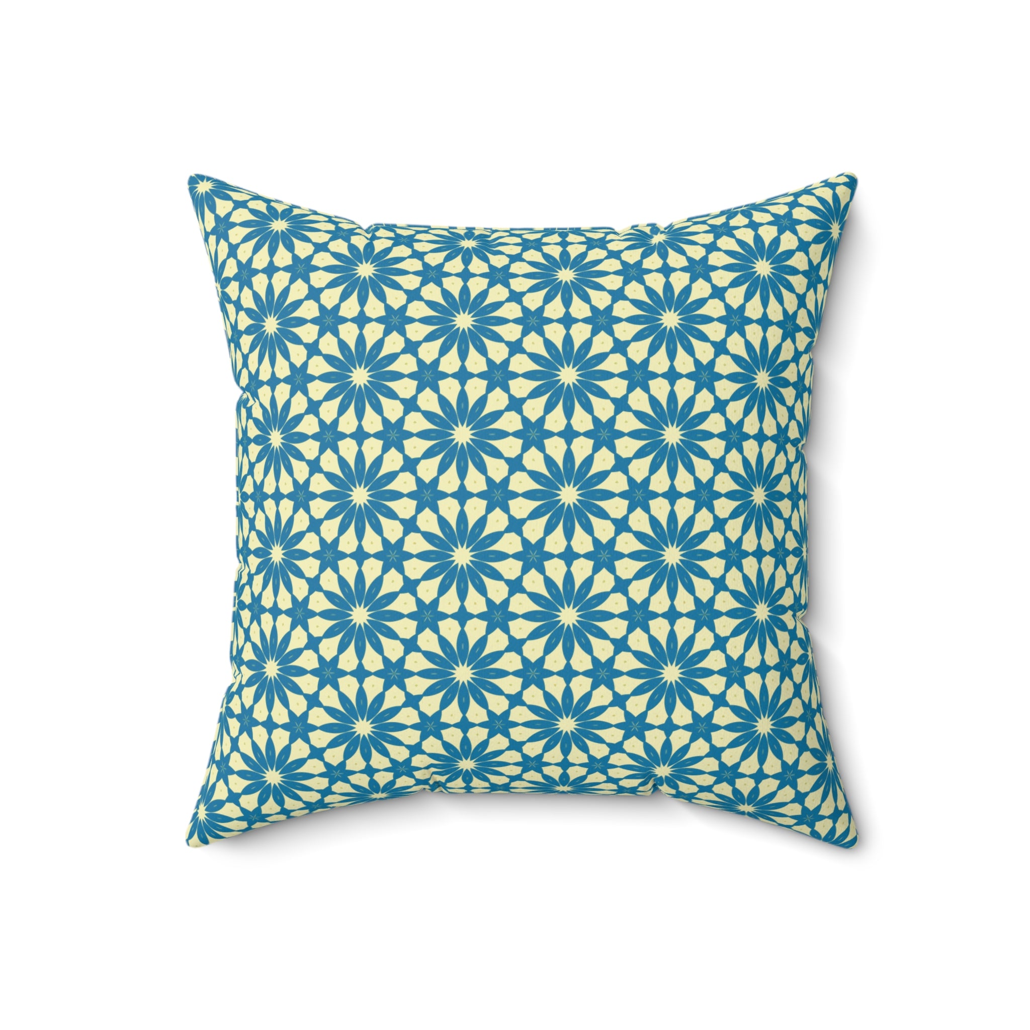 Geometric Teal Daisy Pattern Pillow