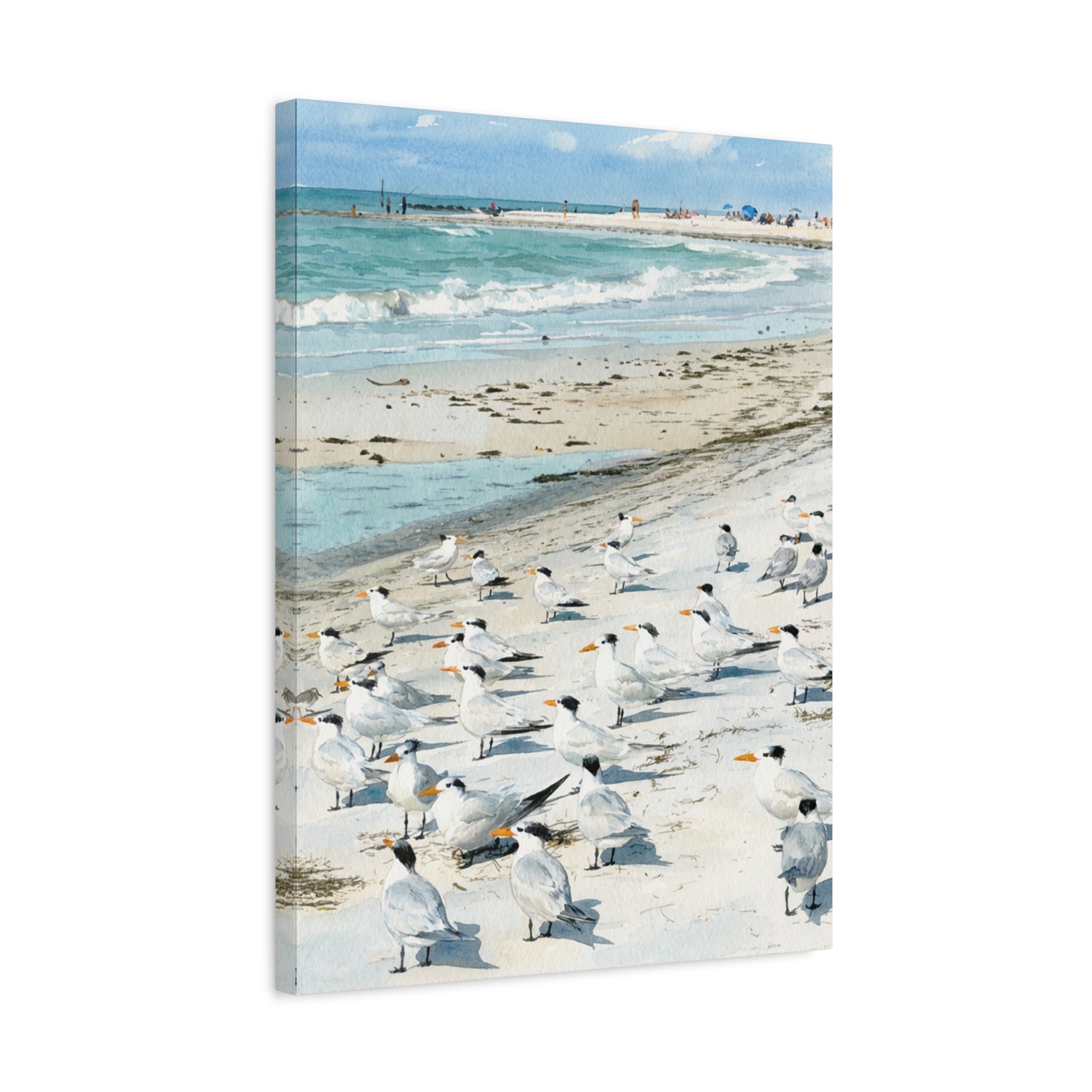 Bird Beach Canvas Print — Matte Stretched Coastal Wall Art