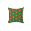 Green Autumn Pumpkin Pattern Throw Pillow — Orange Pumpkins on Green Fall Decor