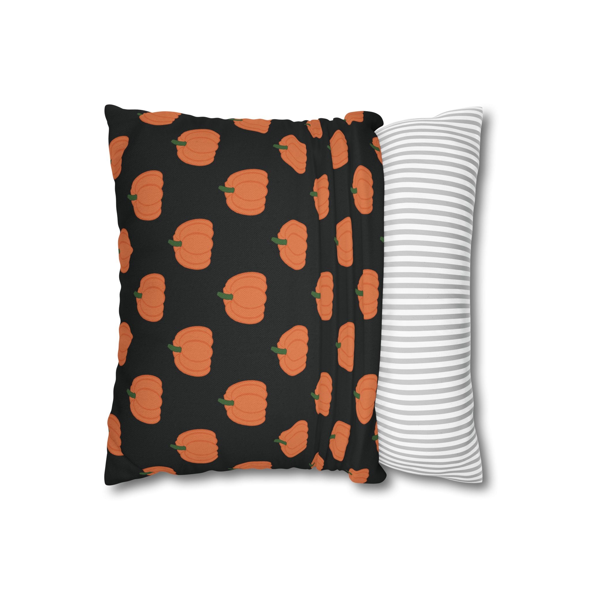 Black Halloween Pumpkin Pattern THROW PILLOW COVER — Halloween Fall Decorative Square Pillow Cover