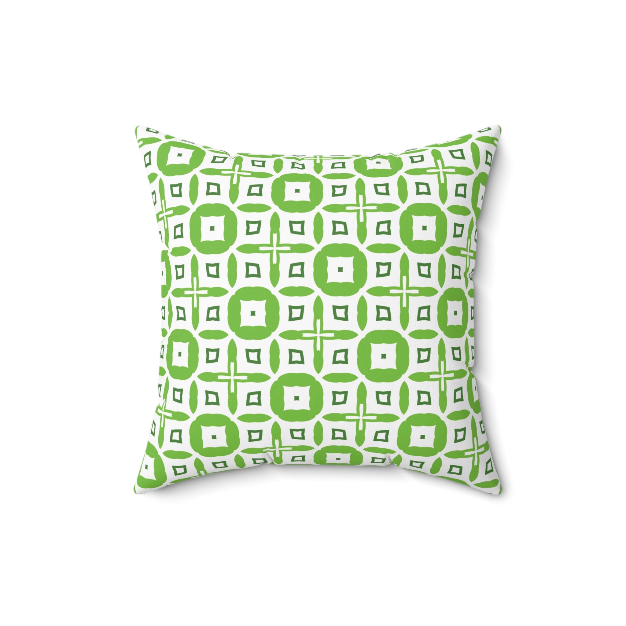 Green Geometric Square Throw Pillow – Modern Decorative Accent