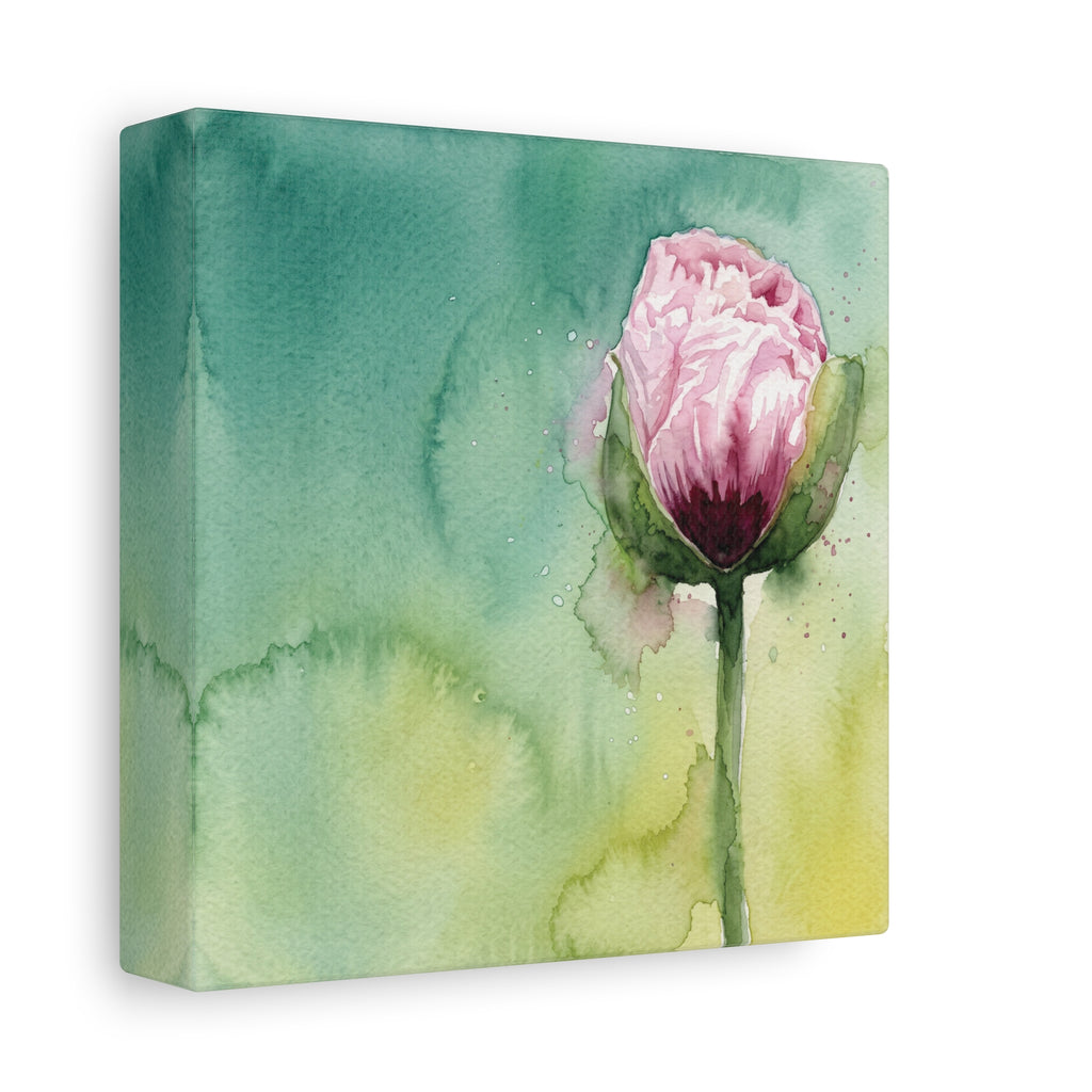 Pink Flower Watercolor Canvas Wall Art - Stretched Matte 1.25"