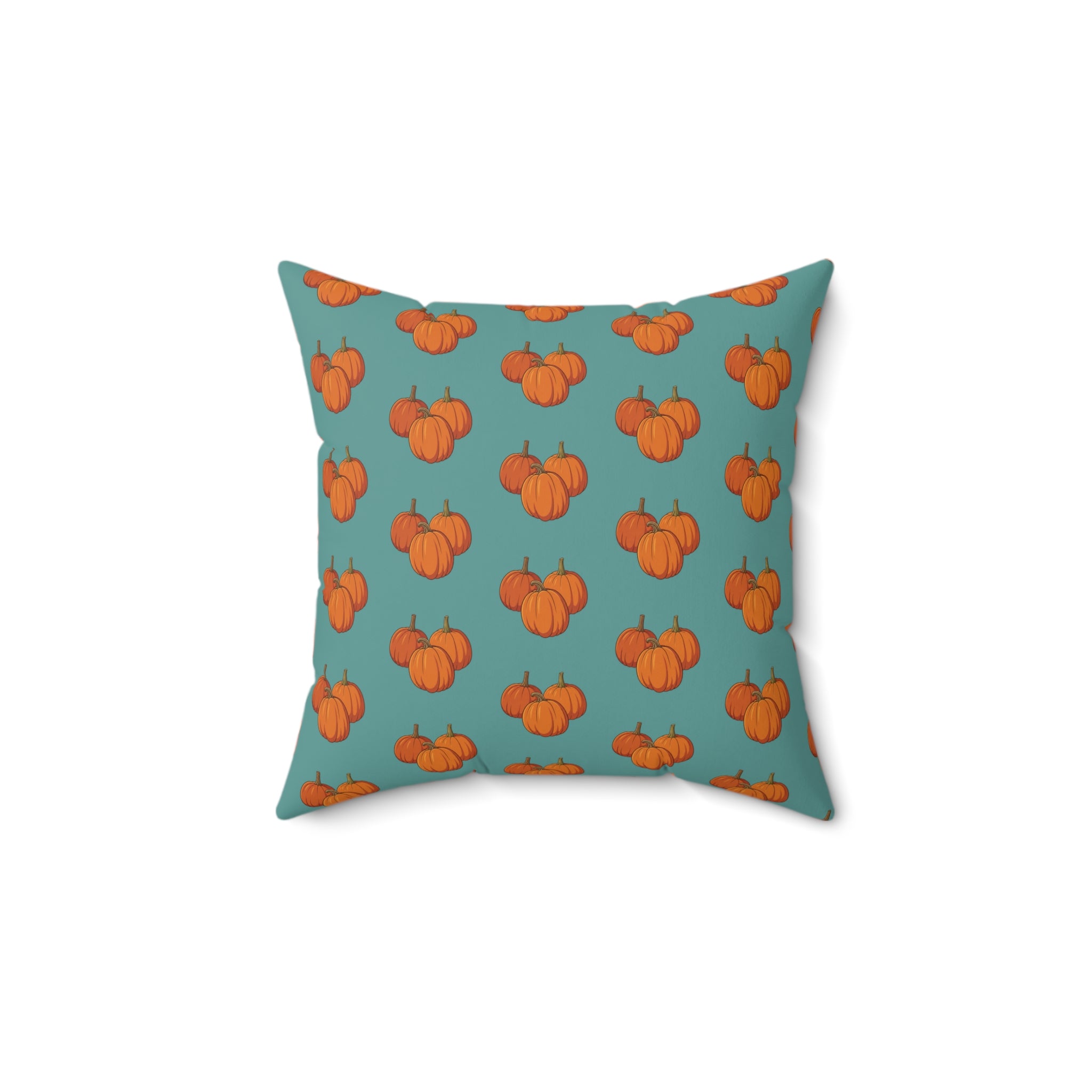 Teal Autumn Pumpkin Pattern Throw Pillow — Fall Decorative Accent Cushion
